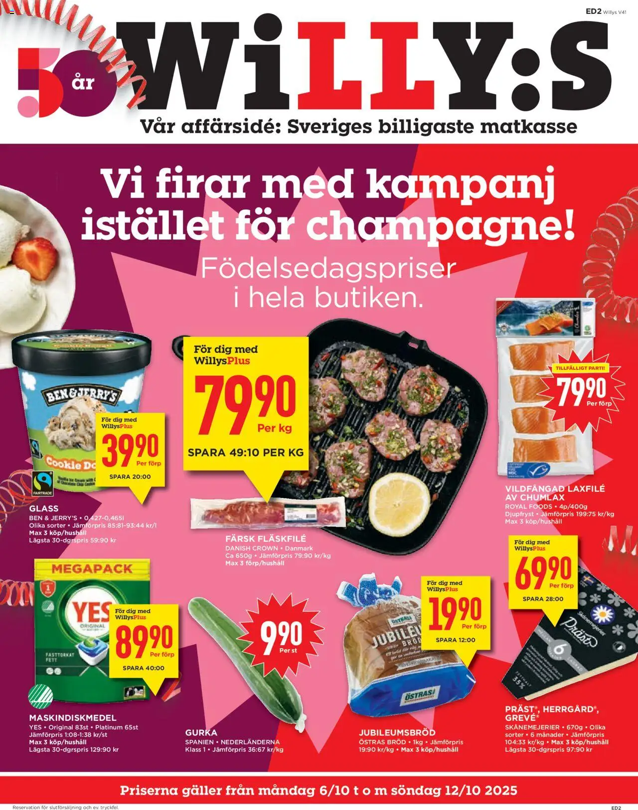 Aktuella reklamblad Willys är giltig 06/10 2025 > Veckans Erbjudanden gäller från 06/10/2025 till 12/10/2025 sidnummer 1