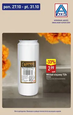 Pogląd gazetki "Wkład olejowy taniej w ALDI" ze sklepu Aldi ważnej od 27.10.2025
