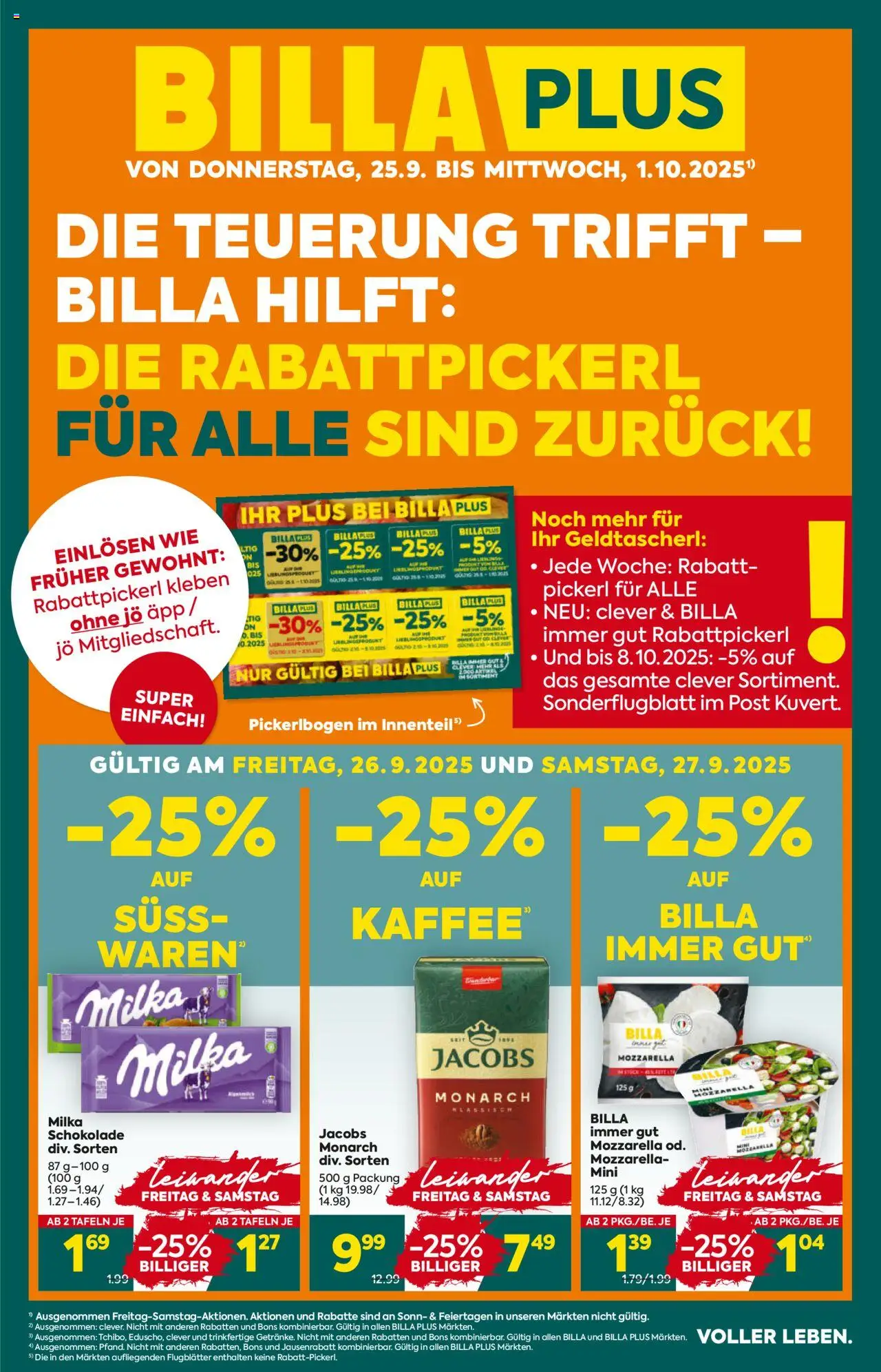  BILLA PLUS Flugblatt 25.09.2025 - Angebote aktuell, prospekt - Seite 1