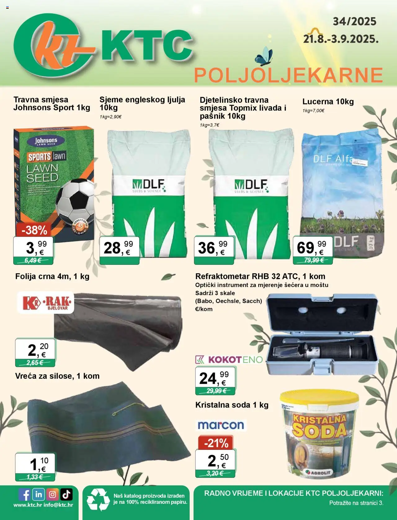 KTC aktualni Katalog poljoljekarni vrijedi od 21.08.2025 - tjedna akcija broj stranice 1 - Folija, Travna smjesa