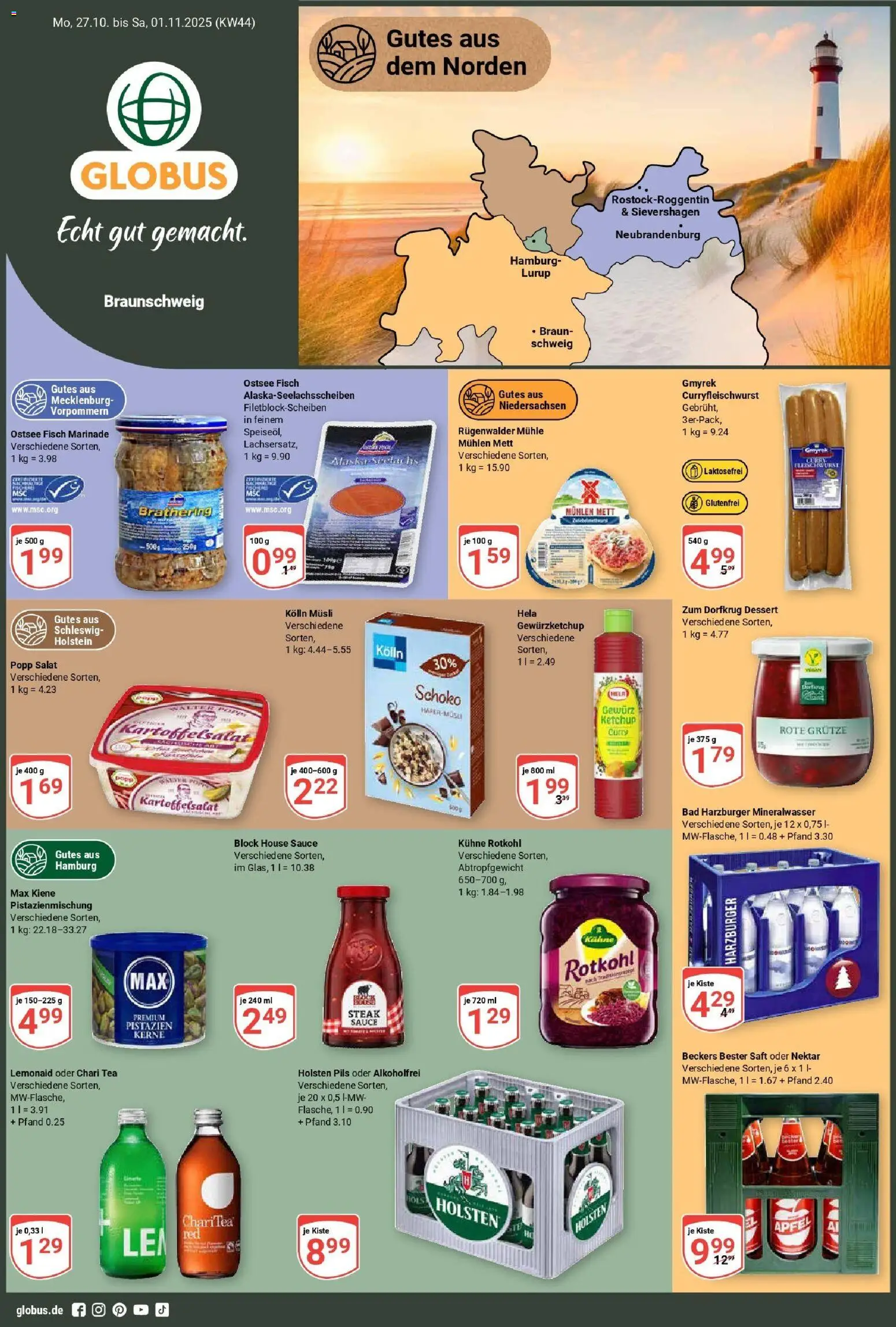 Vorschau von dem Prospekt des Geschäftes Globus, gültig ab dem 26.10.2025 - Äpfel, Fisch, Bad, Pistazien, Mühle, Holsten, Kolln, Kolln musli
