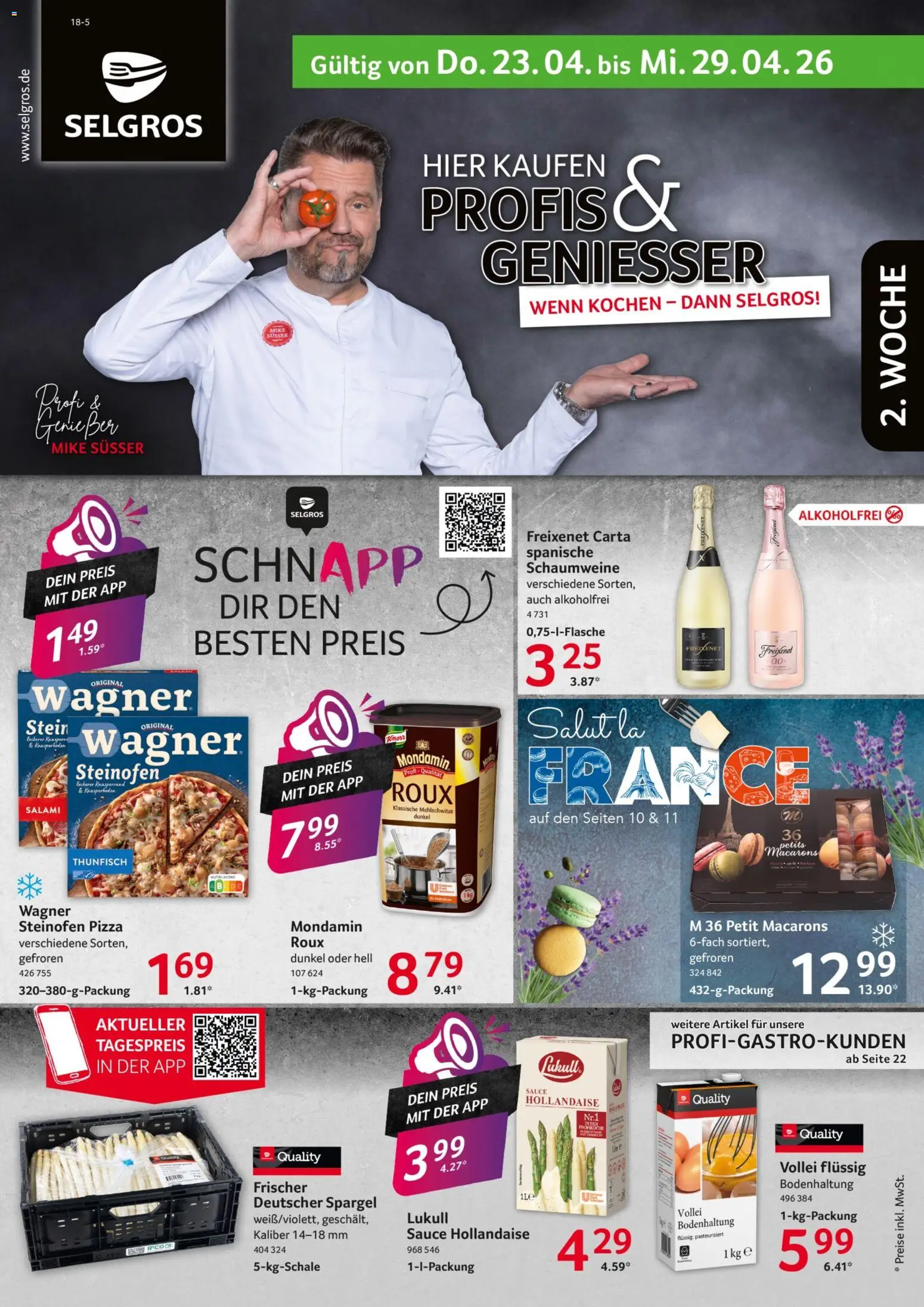 Vorschau von dem Prospekt des Geschäftes Selgros, gültig ab dem 23.04.2026 - Pizza, Thunfisch, Spargel, Salami, Freixenet