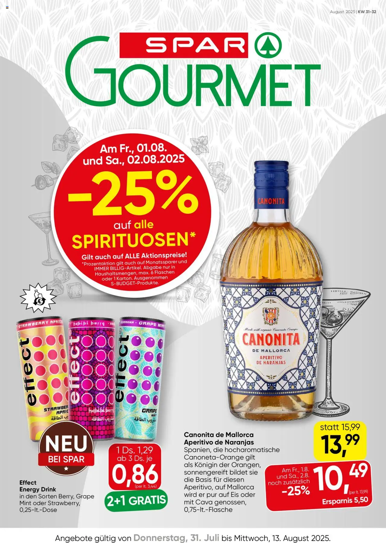  SPAR Gourmet Flugblatt Niederösterreich ab (31.07.2025 - 13.08.2025) - Seite 1