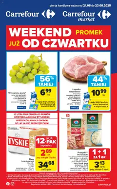 Pogląd gazetki "Weekend promek już od czwartku" ze sklepu Carrefour ważnej od 21.08.2025