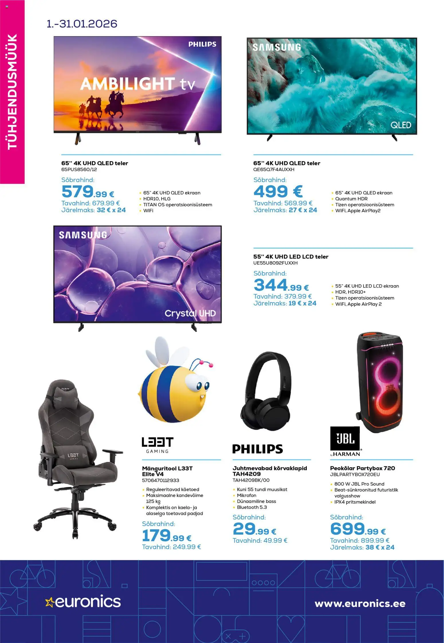 Euronics kliendilehe eelvaade alates 2026.01.01