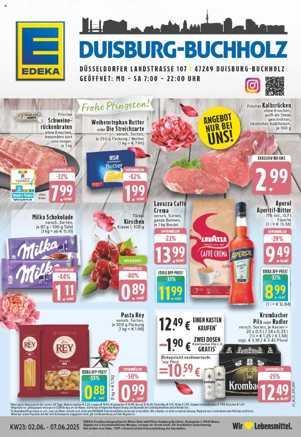 EDEKA Prospekt ab 01.06.2025 - Prospekt Duisburg Online - Butter, Schokolade, Pasta, Steak, Krombacher, Milka, Radler, Weihenstephan butter