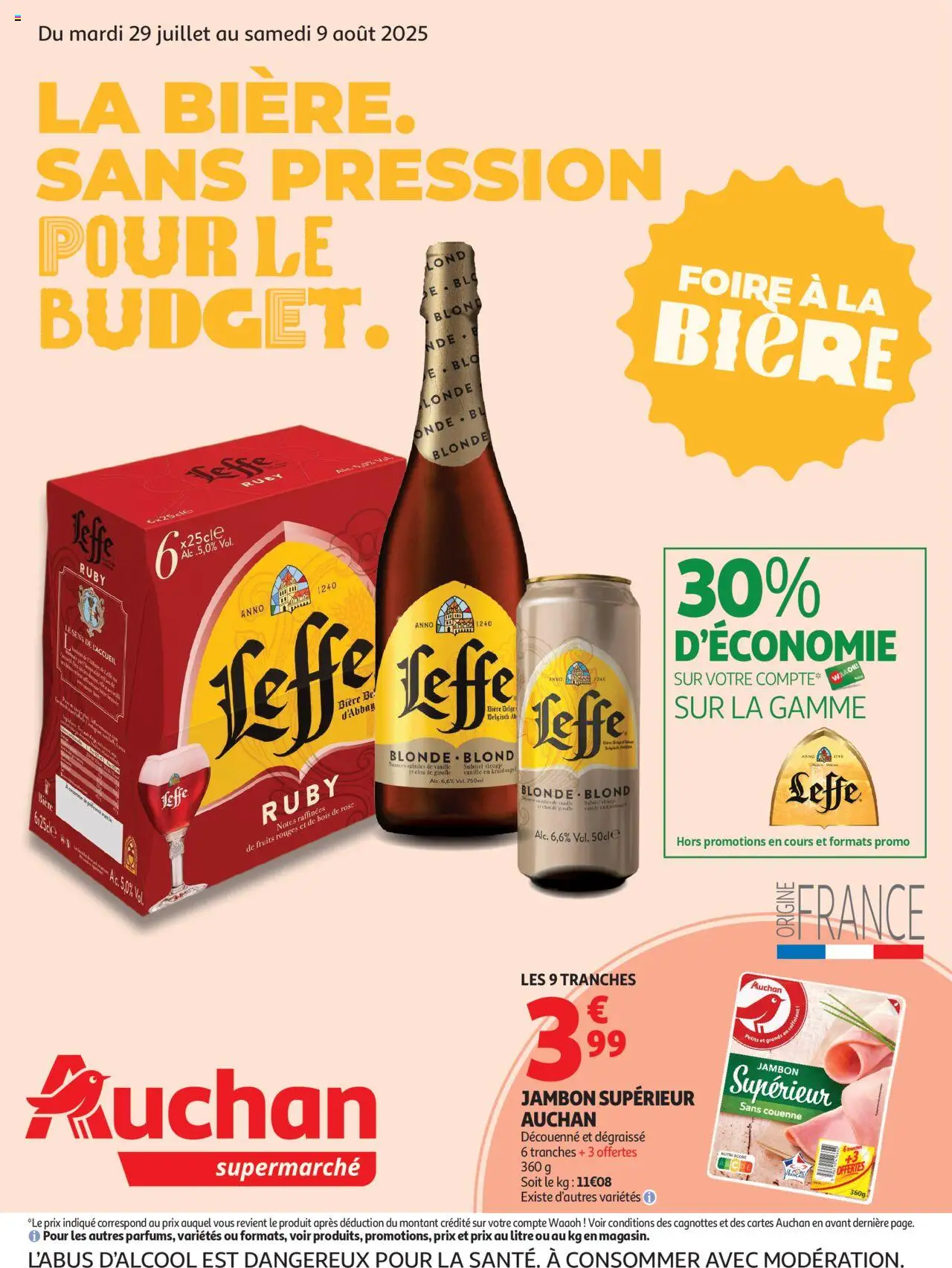 Foire à la bière dans votre super : sans pression pour le budget de la boutique Auchan valable du 29/07/2025 - Page numéro 1