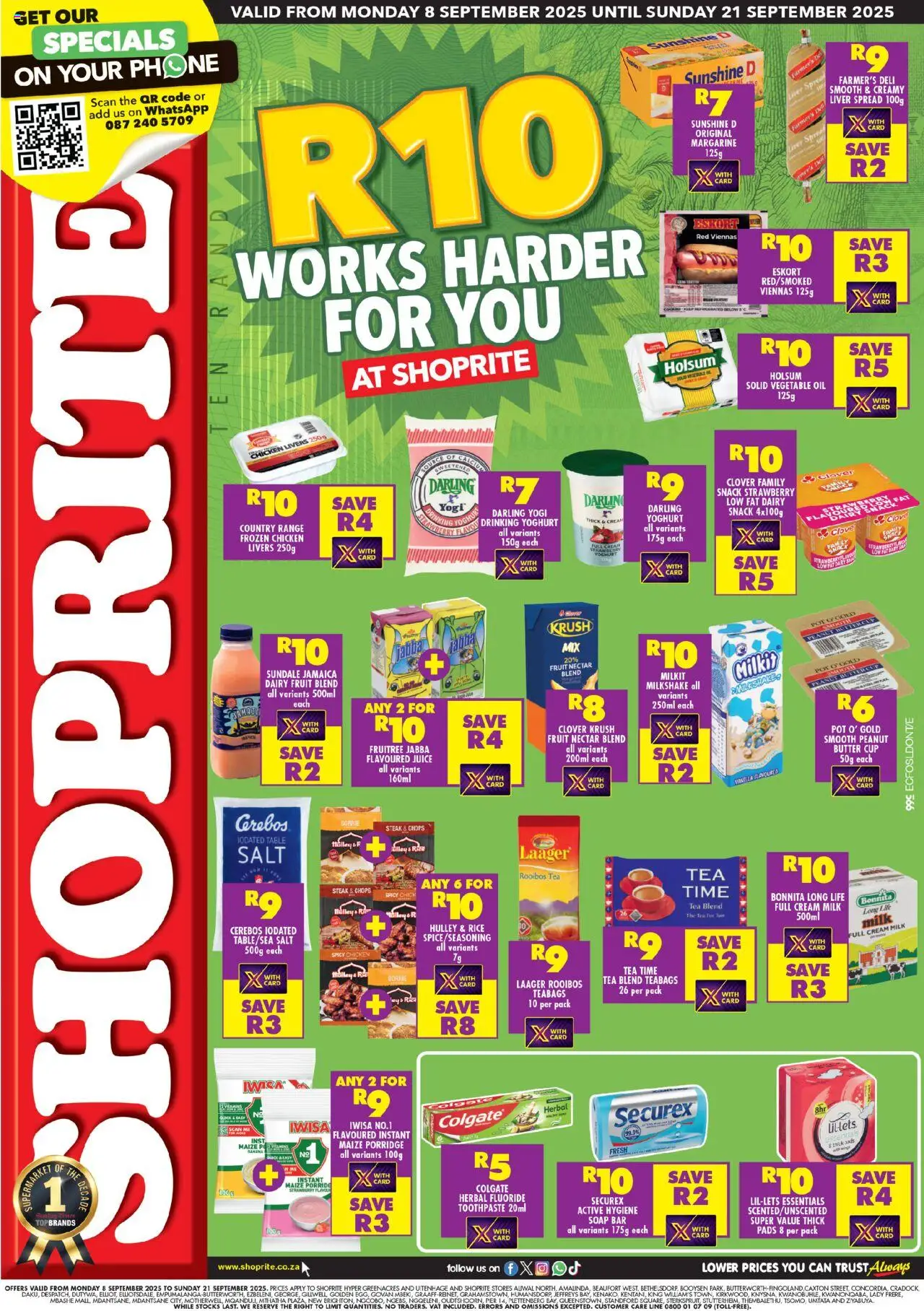 Shoprite Eastern Cape - R10 Works Harder 08/09 - 21/09/2025 >> Catalogue