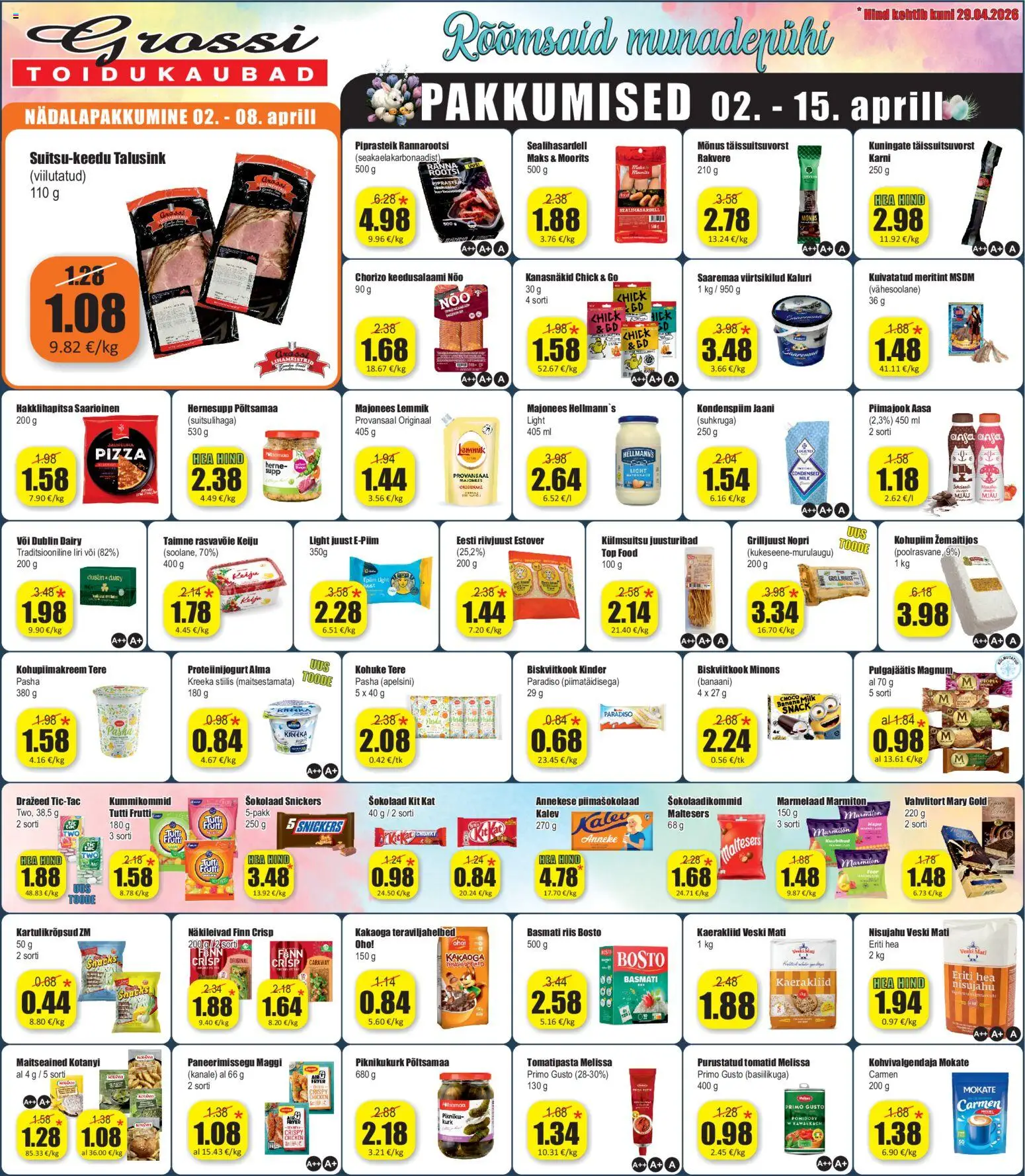 Grossi Toidukaubad kliendilehe eelvaade alates 02.04.2026