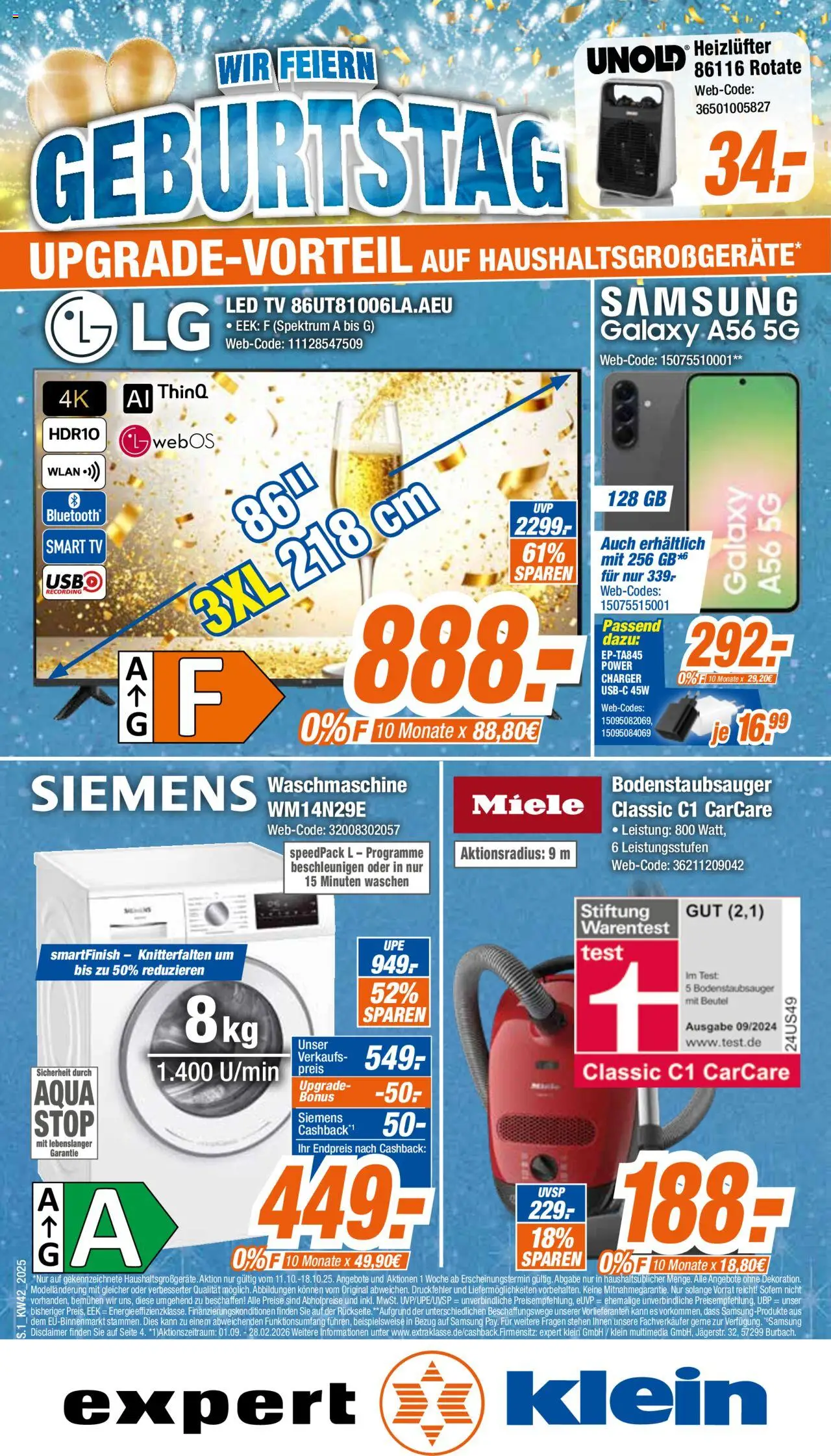 Vorschau von dem Prospekt des Geschäftes Expert, gültig ab dem 11.10.2025 - Samsung, Waschmaschine, TV, Siemens, Miele, Smart TV