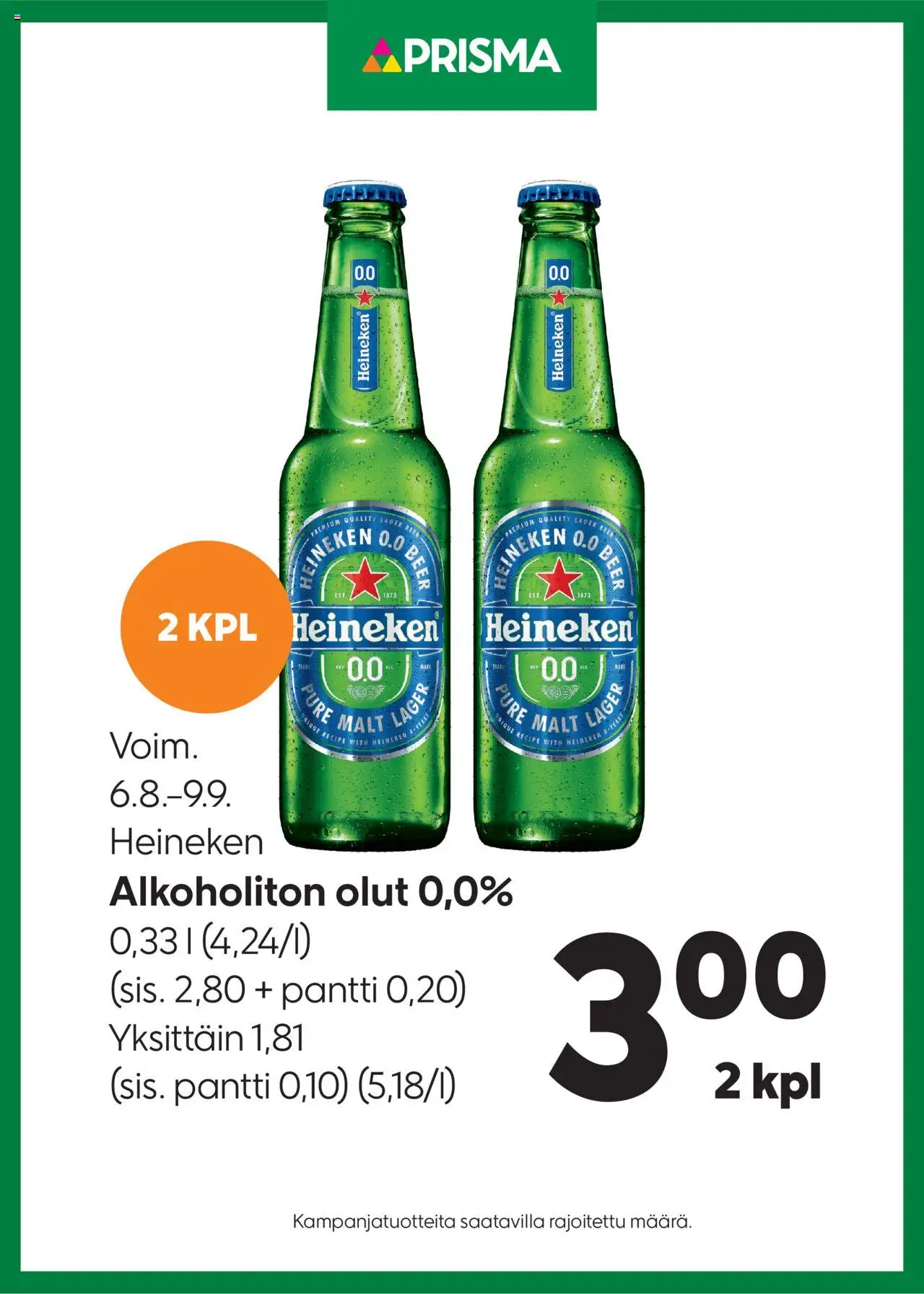 Prisma-kaupan Tarjoukset Heineken voimassa 06/08/2025 - Sivulla 1