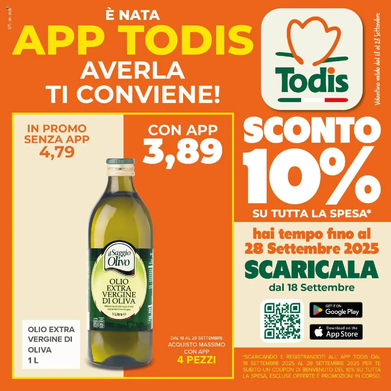 Volantino Todis valido da 18/09/2025 numero di pagina 1 - The, Olio, Tè