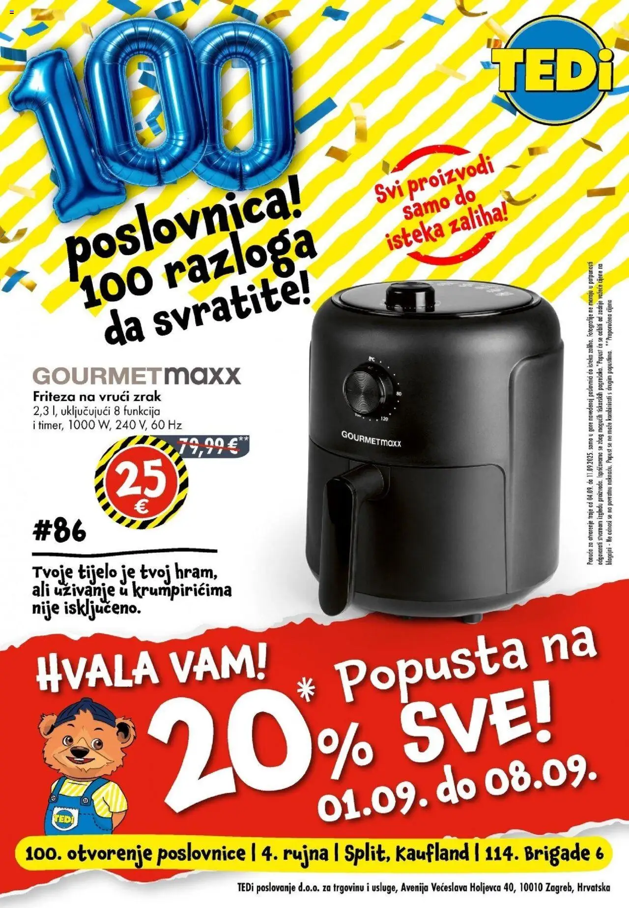 TEDi aktualni TEDi katalog do 06.09.2025 vrijedi od 30.08.2025 - tjedna akcija broj stranice 1 - Friteza na vrući zrak, Friteza