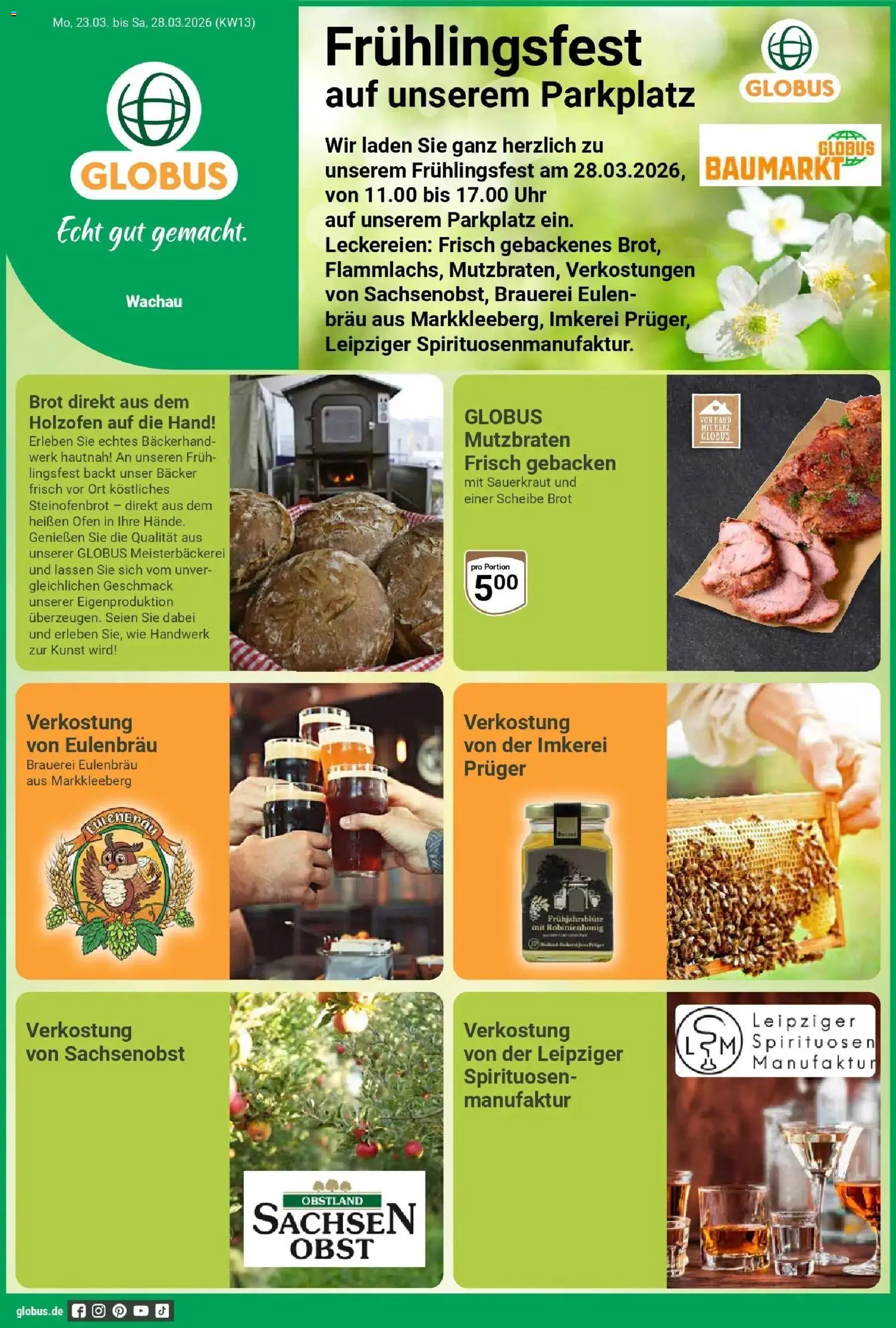 Vorschau von dem Prospekt des Geschäftes Globus, gültig ab dem 23.03.2026 - Uhr, Brot, Obst, Ofen