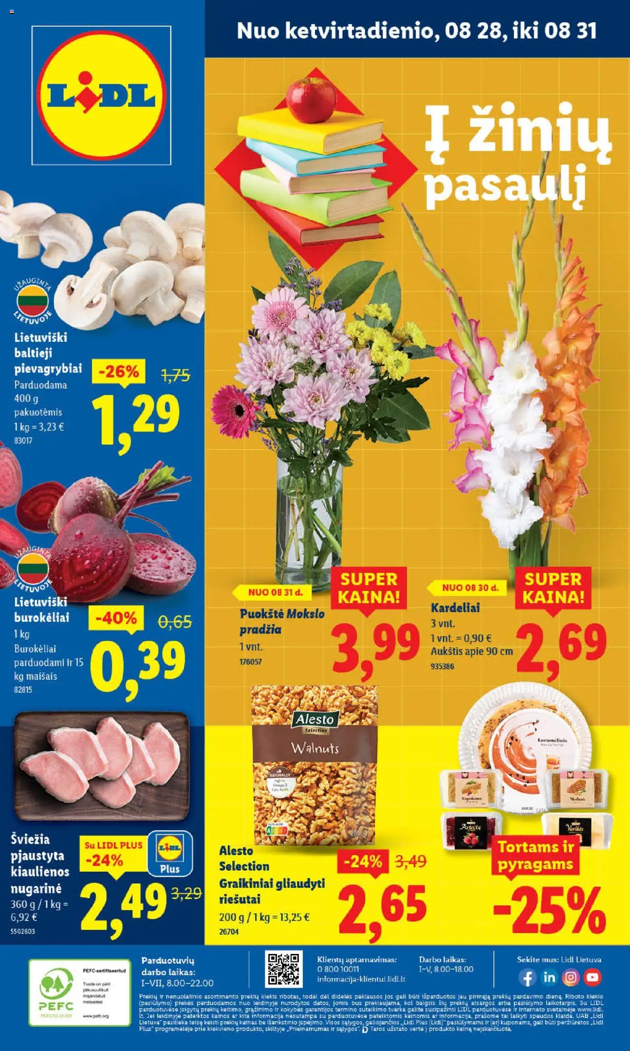 LIDL leidinys galioja nuo 2025.08.28 – puslapio numeris 1 - Riešutai, Pievagrybiai, Kiaulienos