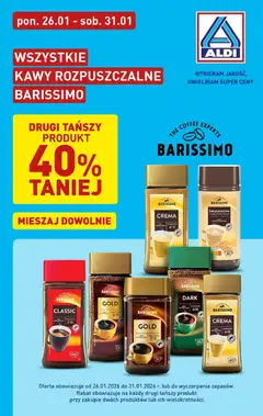 Pogląd gazetki "Kawy rozpuszczalne taniej" ze sklepu Aldi ważnej od 26.01.2026