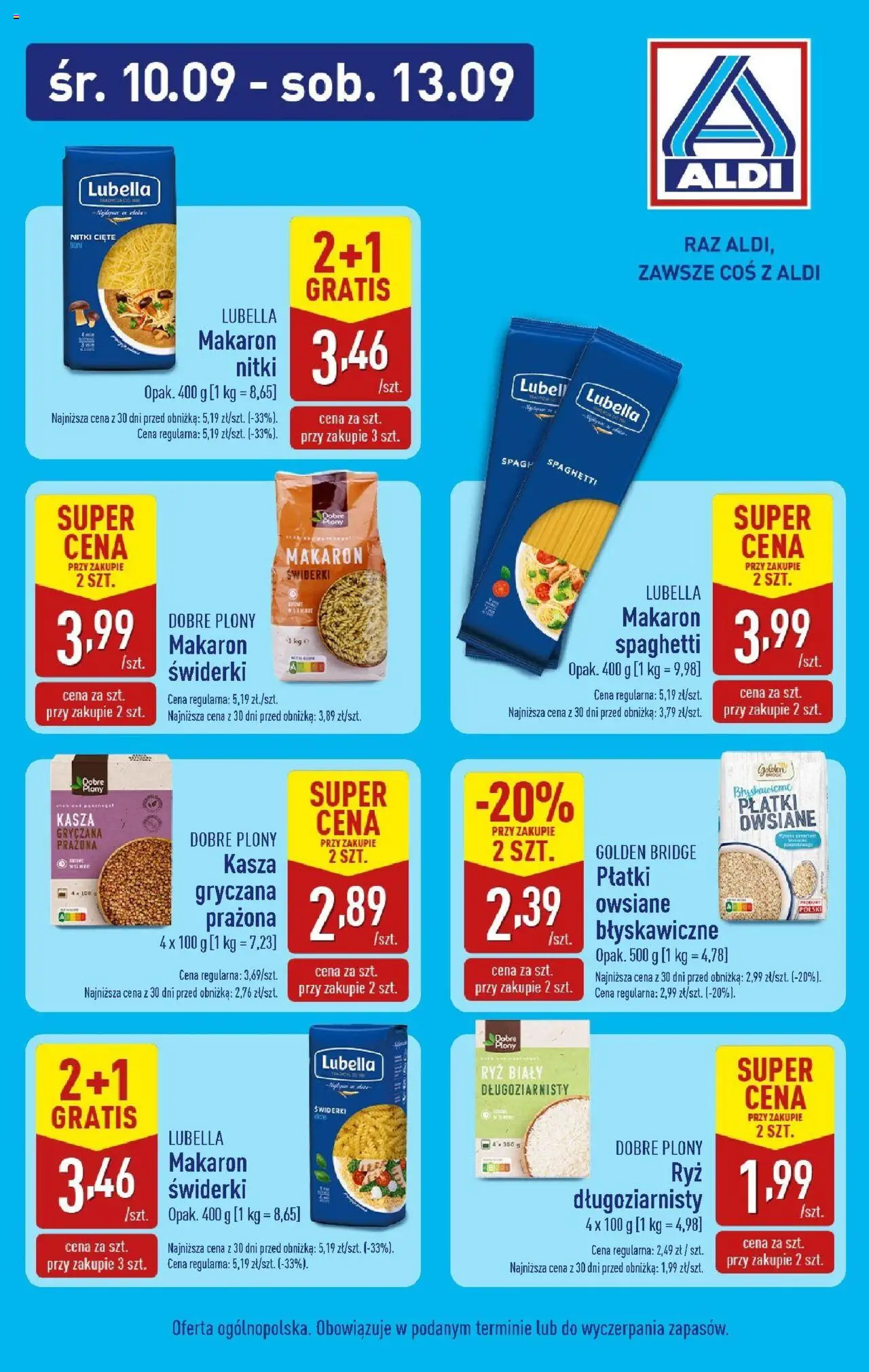 Aldi Promocja suche produkty od 10.09.2025 - Nowa Gazetka - Numer strony 1