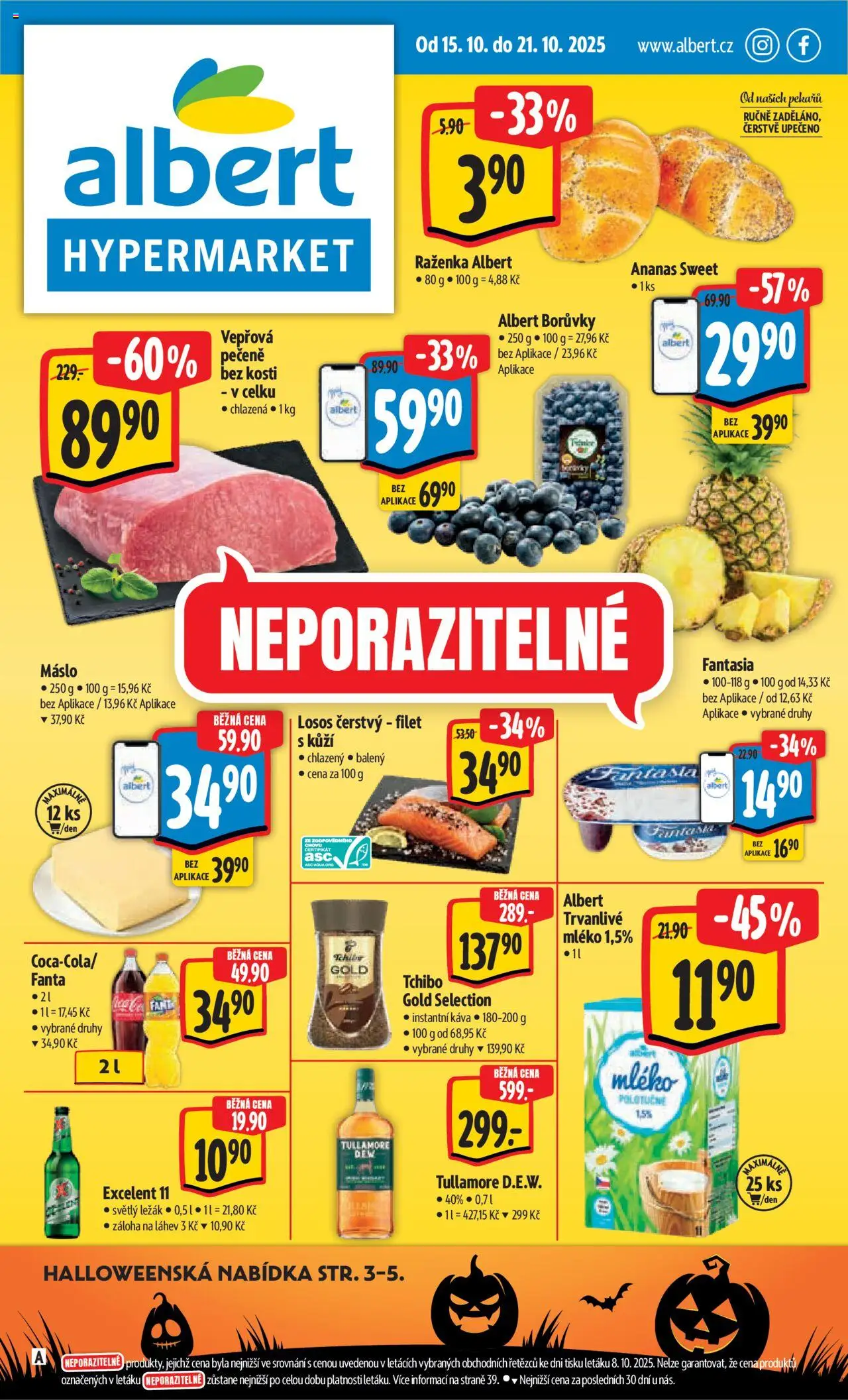 Náhled nabídky: Albert Hypermarket platný od 15.10.2025 - Tchibo, Máslo, Mléko, Losos, Ananas, Fanta, Instantní káva, Filet