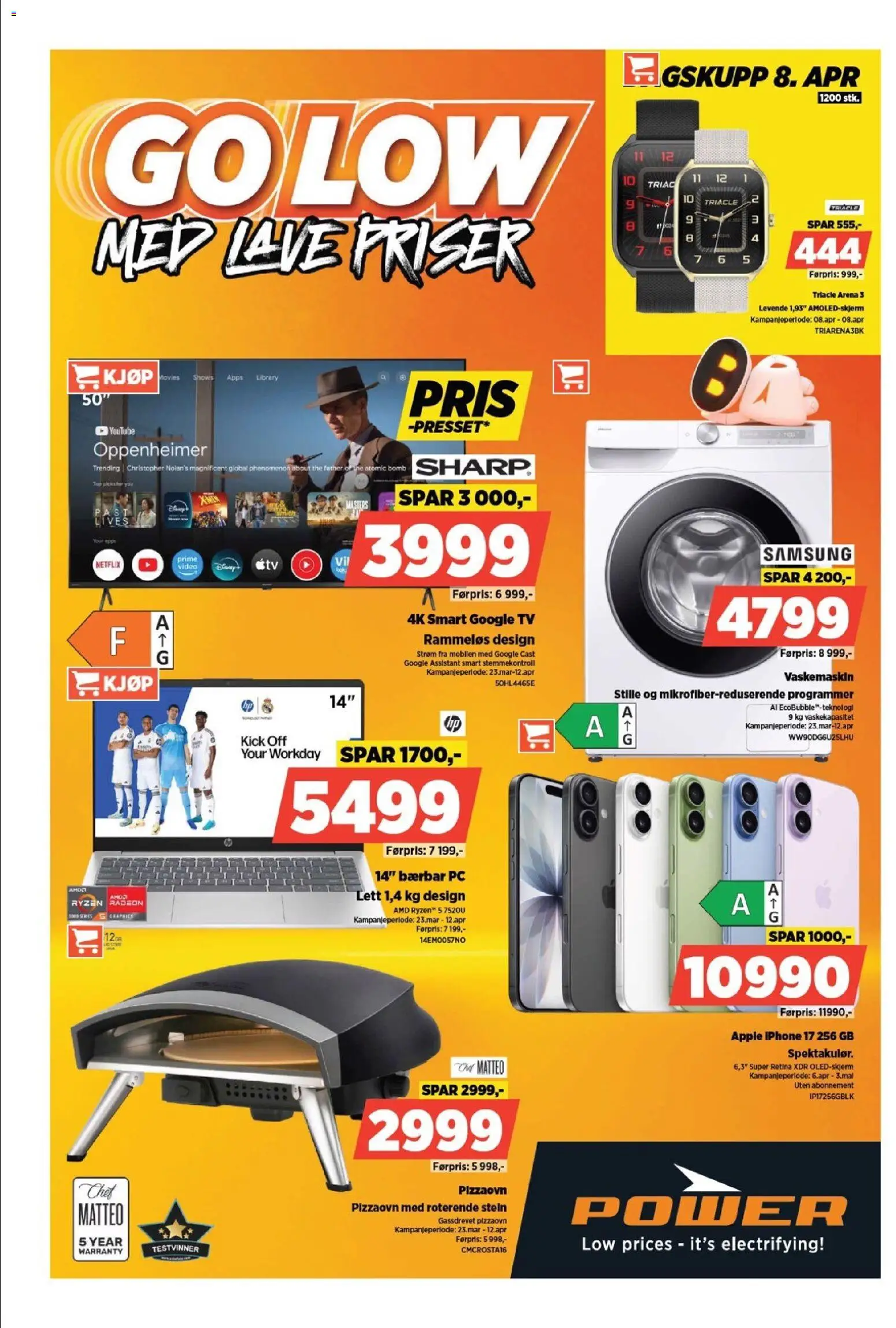 Forhåndsvis Power kundeavis fra butikk Power gyldig fra 07/04/2026 - Pizzaovn, Pc, Bærbar PC, Tv, Video, Vaskemaskin