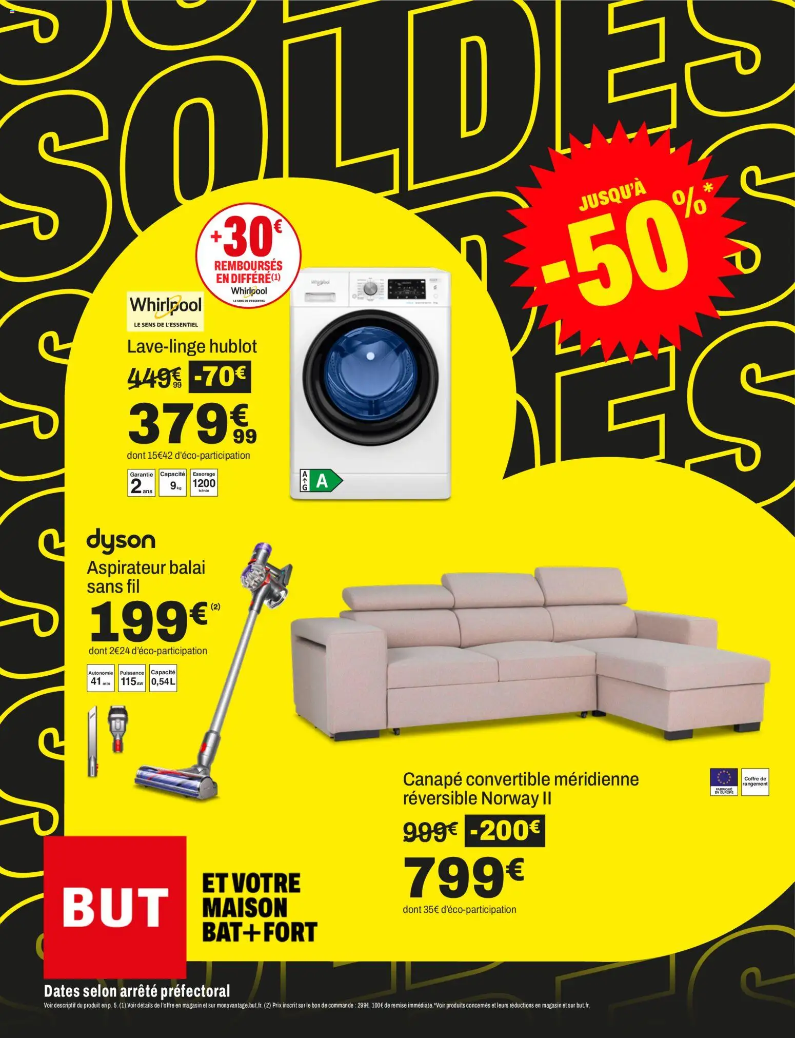 Prévisualisation de Soldes du magasin But formulaire valide 06/01/2026 - Dyson, Canapé convertible, Canapé, Aspirateur, Aspirateur balai, Aspirateur balai sans fil, Balai, Dyson aspirateur balai