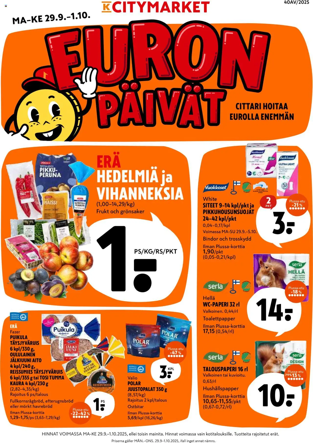 K-Citymarket-kaupan Tarjoukset voimassa 29/09/2025 - Sivulla 1