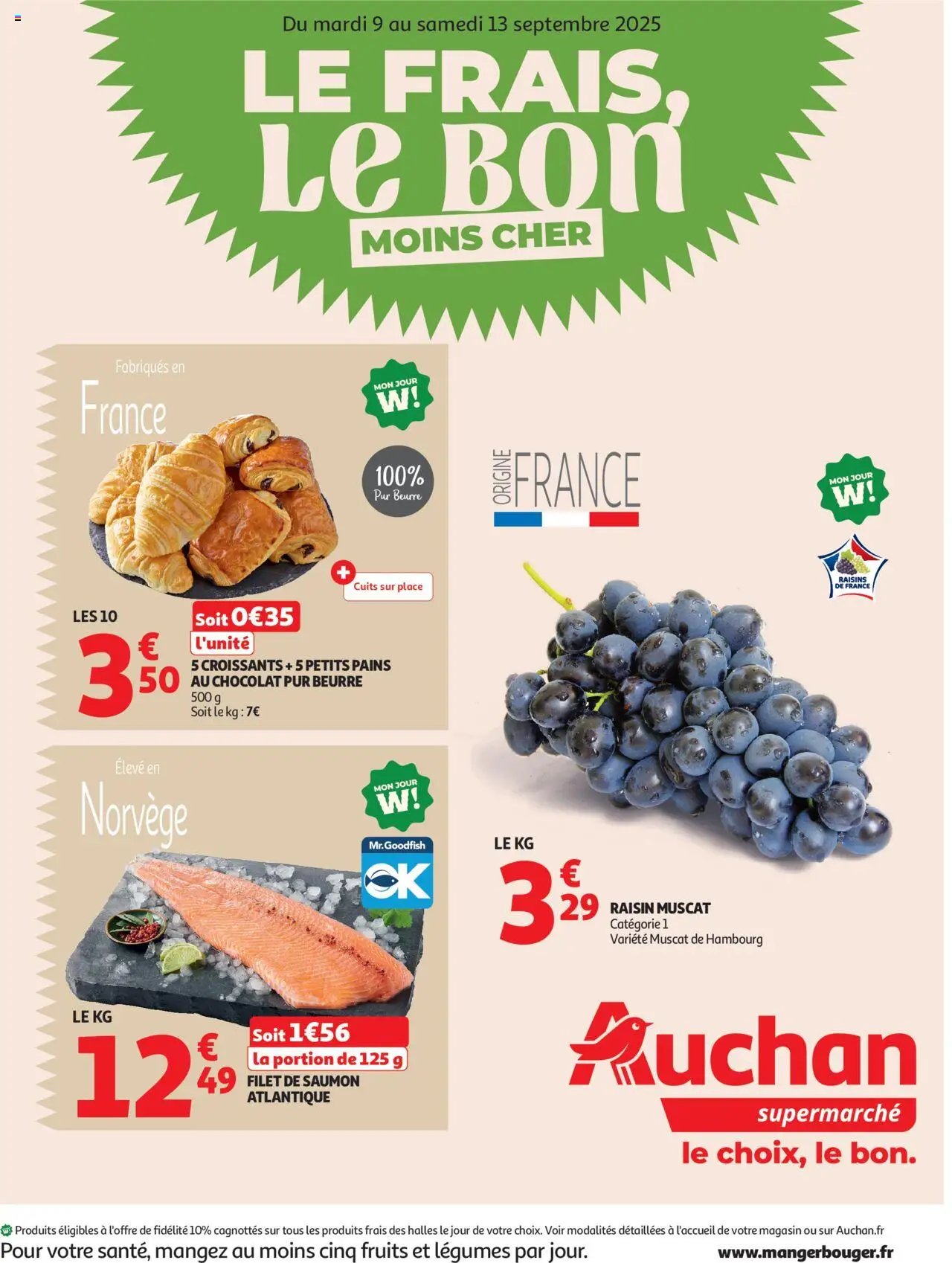 Auchan shop Le frais, le bon moins cher geldig vanaf 09/09/2025 - Paginanummer 1