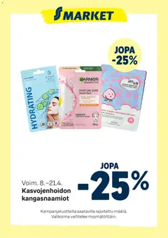 Kaupan S-market S-market tarjoukset kasvojenhoitonaamiot esikatselu, voimassa 08/04/2026