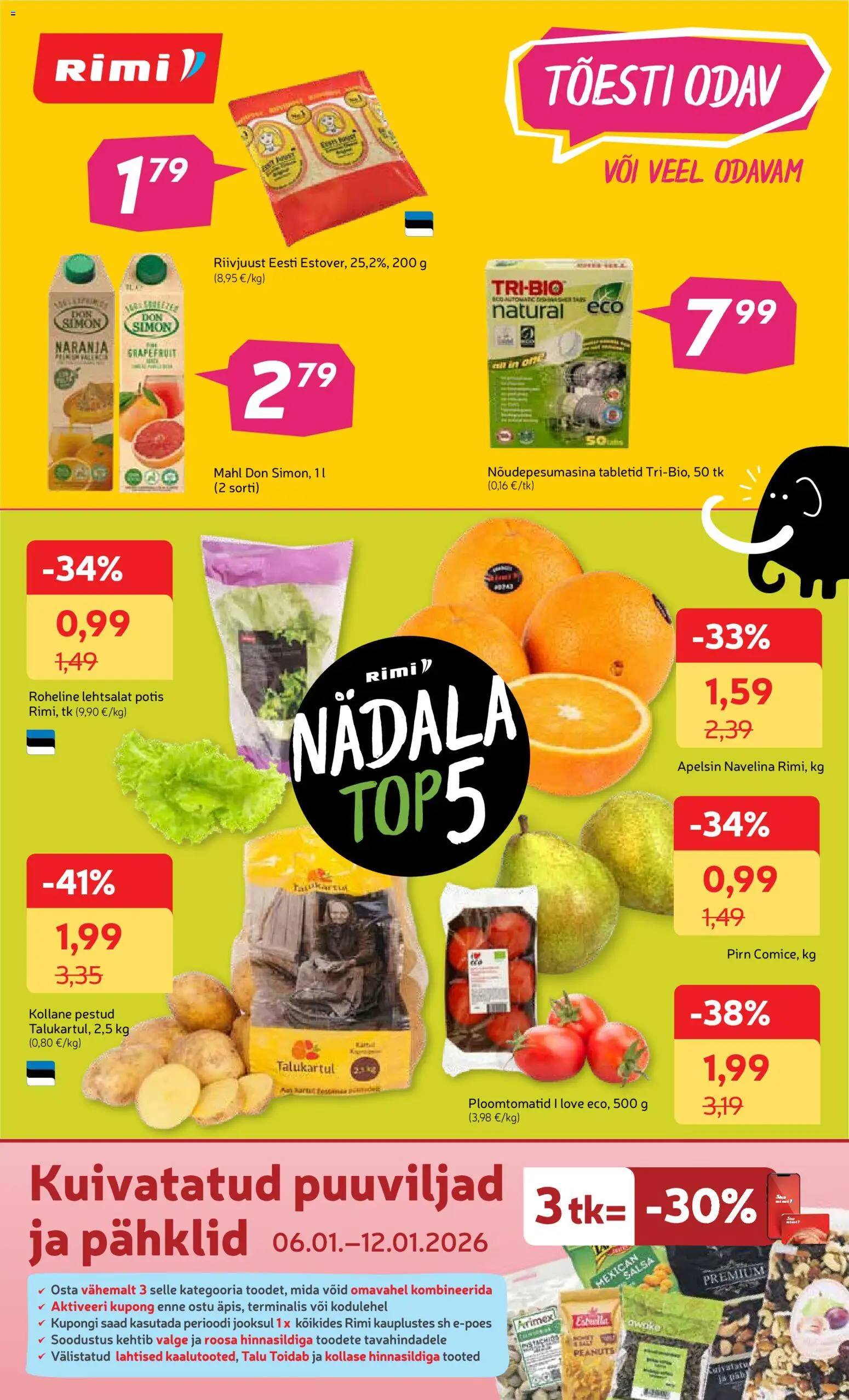 Rimi kliendilehe eelvaade alates 2026.01.06