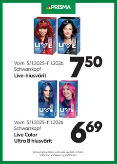 Kaupan Prisma Tarjoukset hiusvärit esikatselu, voimassa 05/11/2025
