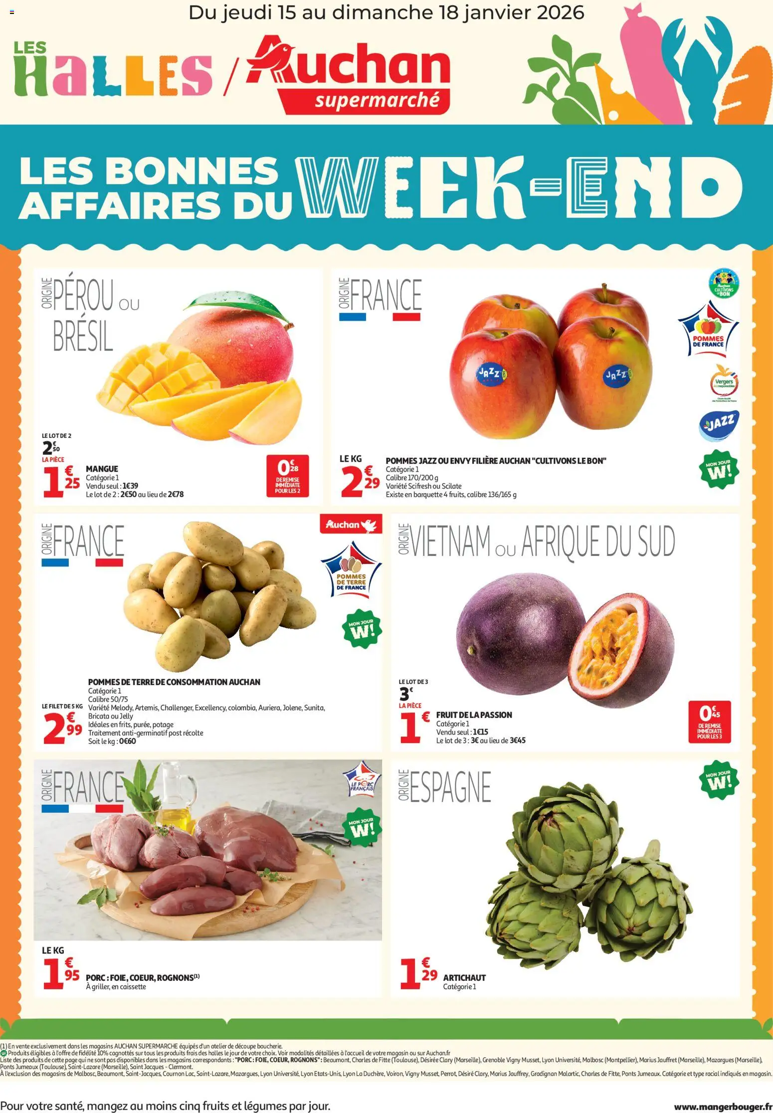 Prévisualisation de Les bons plans du week-end dans votre super ! du magasin Auchan formulaire valide 15/01/2026
