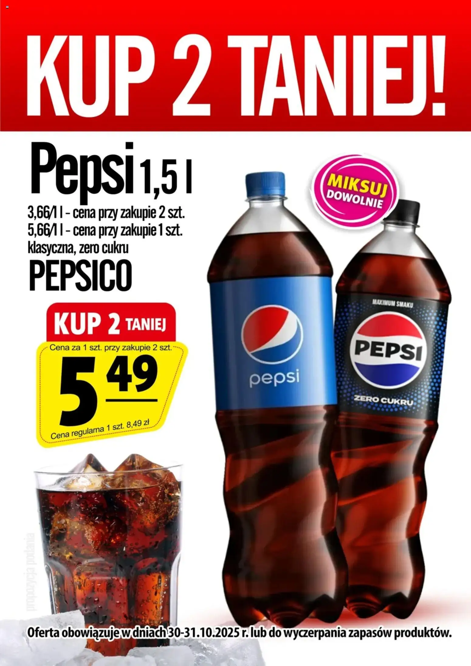Pogląd gazetki "Promocja - Pepsi 1,5 l" ze sklepu Prim Market ważnej od 30.10.2025 - Pepsi, Pepsi Zero