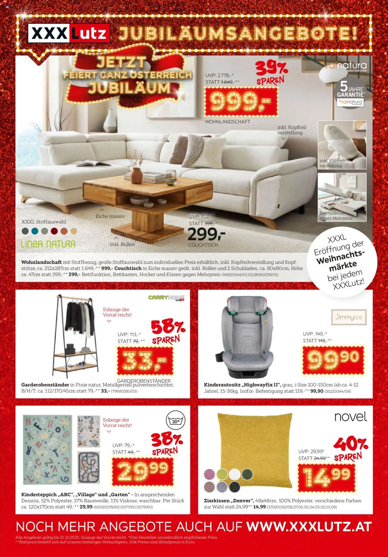 Vorschau der Angebote: XXXLutz Jubiläumsangebote gültig ab 21.10.2025 - Couchtisch, Kissen