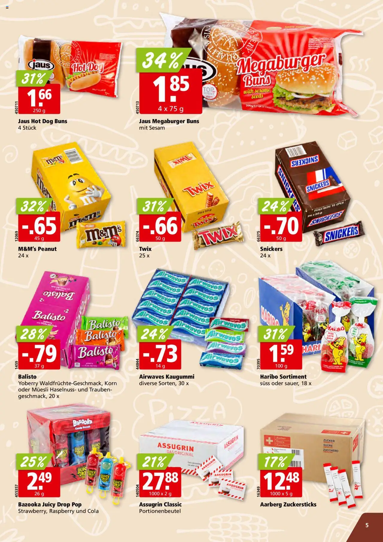 Aligro Aktionen Inspiration Take-Away - Chavannes, Matran, Genf, Sitten ab 16.06.2025 - Seitennummer 5 - Kaugummi, Burger, Snickers, Twix, Pizza, Zucker