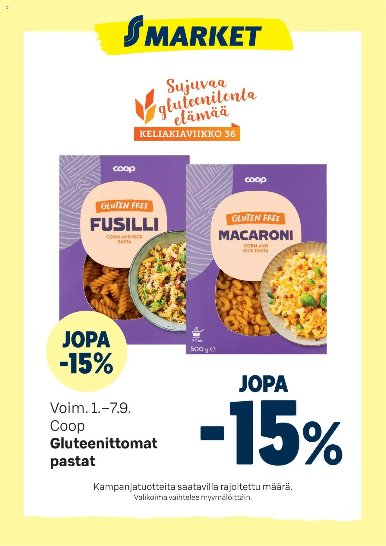 S-market-kaupan Tarjoukset Coop gluteenittomat pastat voimassa 01/09/2025 - Sivulla 1