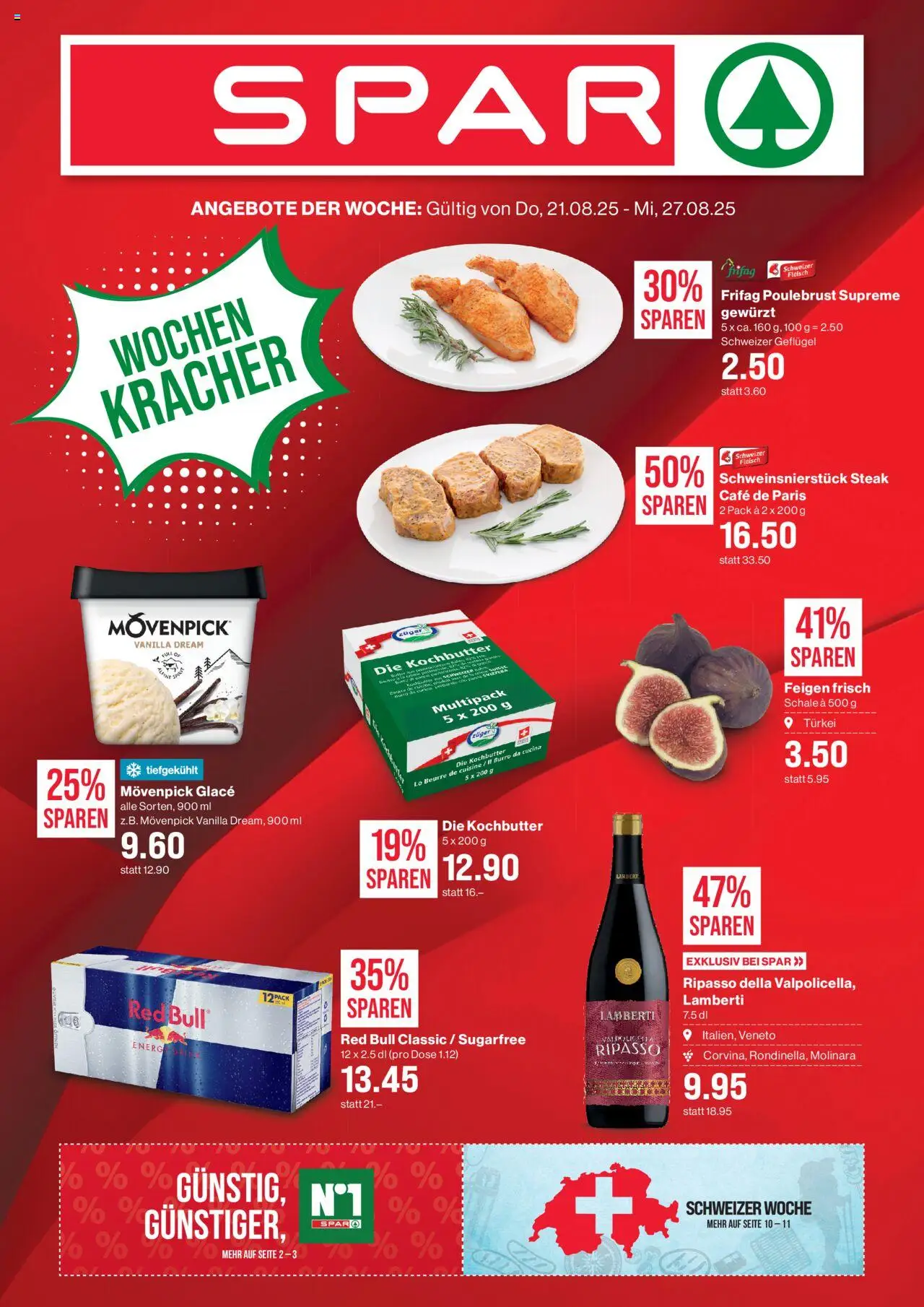 SPAR Aktionen ab 21.08.2025 - Seitennummer 1 - Red bull, Glace