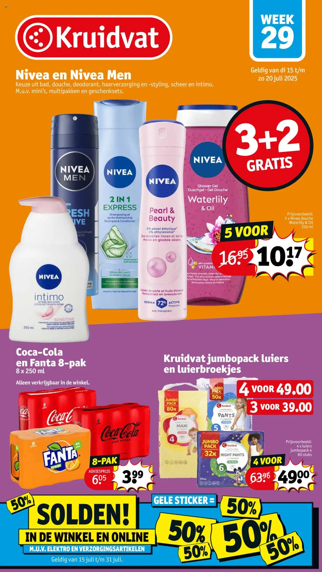 Kruidvat shop Folder week 29 geldig vanaf 15/07/2025 - Paginanummer 1 - La, Douche, Shampoo, Fanta, Deodorant, Gel, Conditioner, Antitranspirant