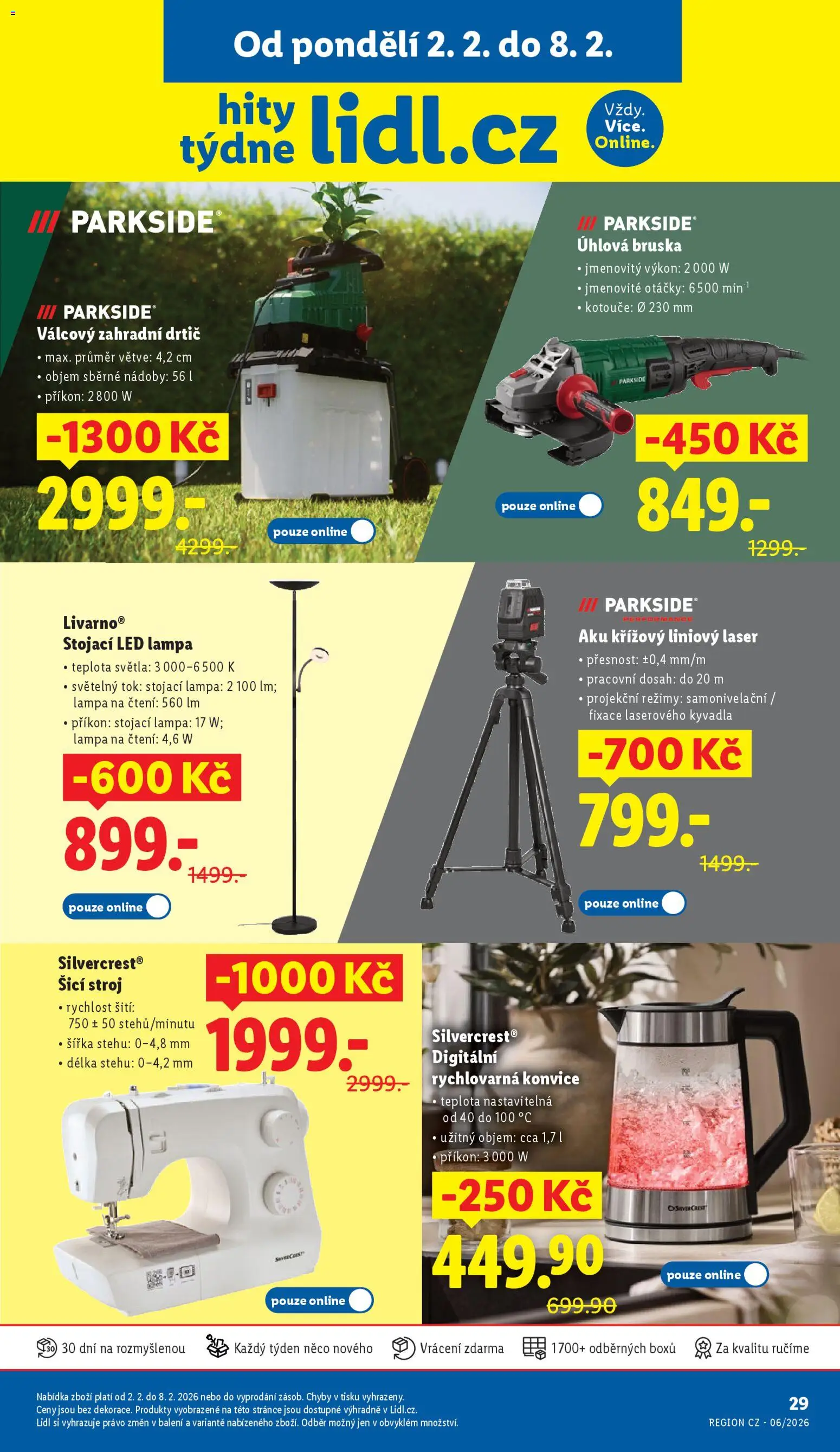 Náhled nabídky: Lidl Leták - Hity týdne platný od 02.02.2026 - Rychlovarná konvice, Stojací lampa, Lampa, Úhlová bruska, Bruska, Konvice, Drtič, Stojací LED lampa