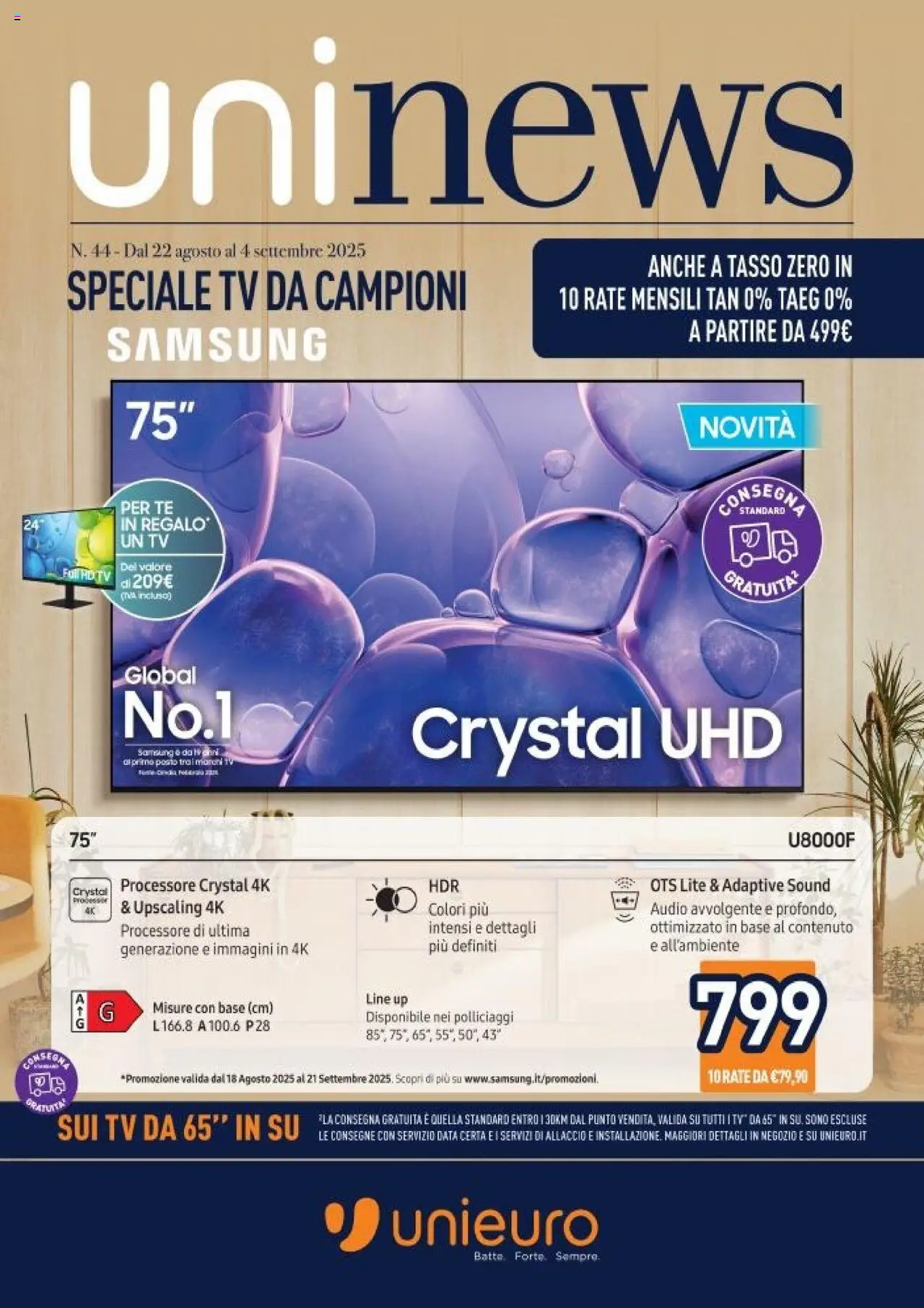 Volantino Unieuro valido da 22/08/2025 numero di pagina 1