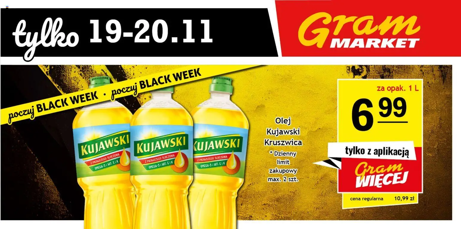 Pogląd gazetki "Black Friday" ze sklepu Gram Market ważnej od 19.11.2025 - Olej, Olej kujawski