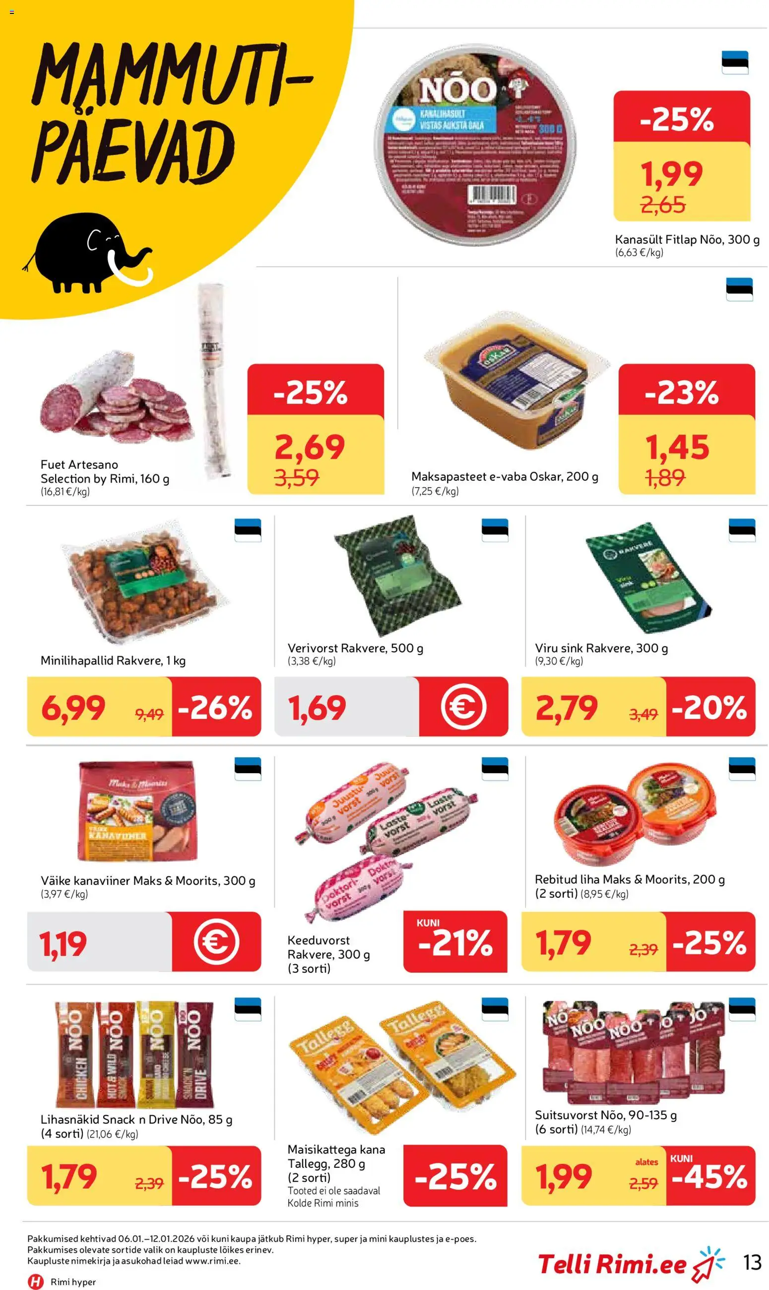 Rimi kliendilehe eelvaade alates 2026.01.06