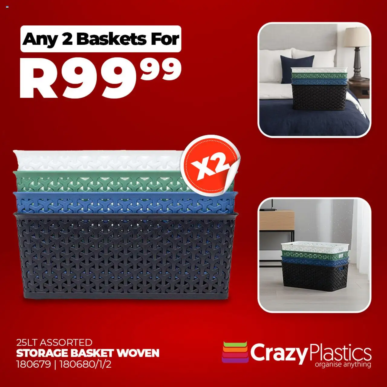 Crazy Plastics Woven Baskets from from Sunday 19/10/2025 > Promotions