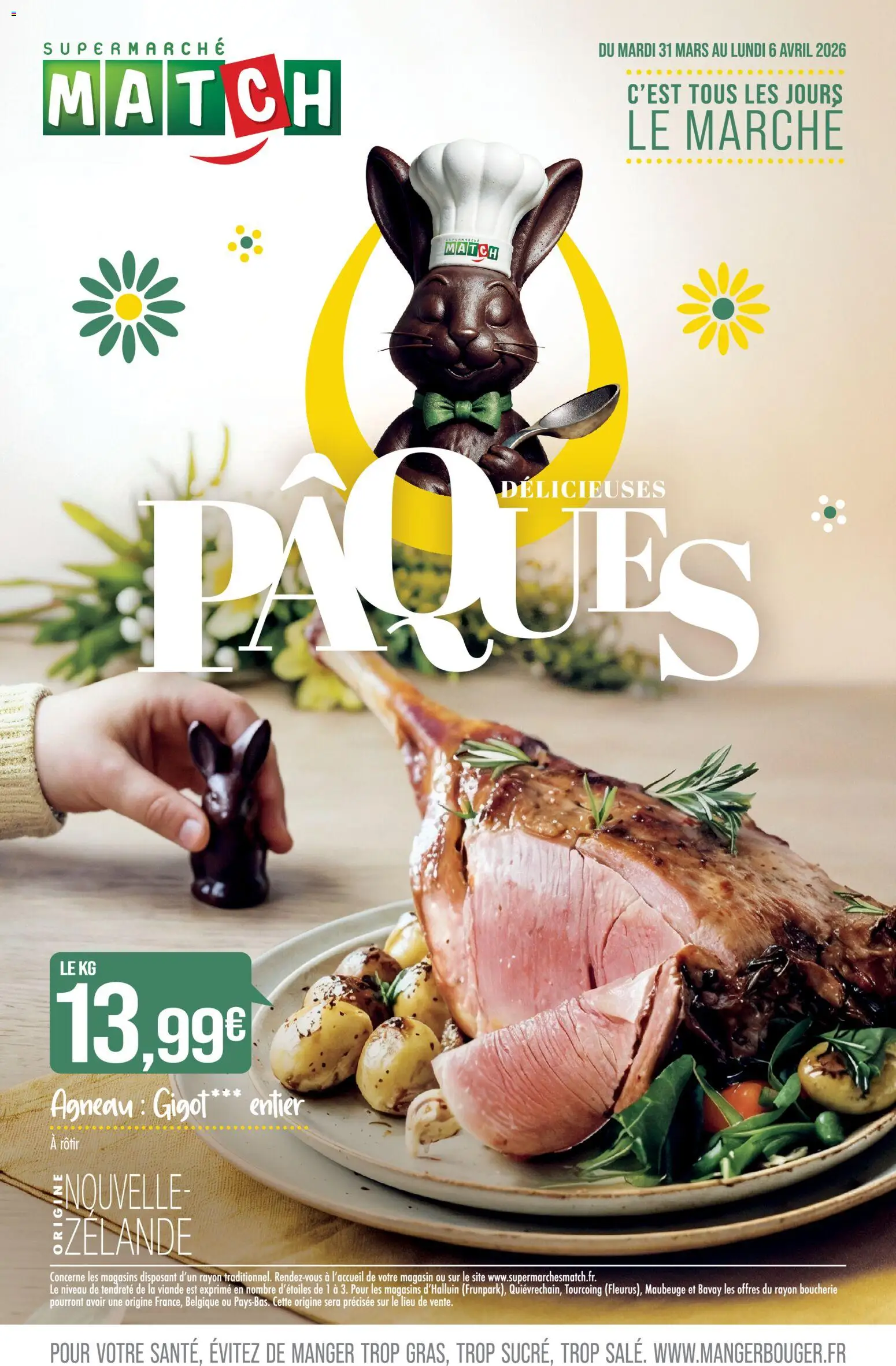 Prévisualisation de Match Supermarché - Délicieuses pâques du magasin Match Supermarché formulaire valide 31/03/2026 - Agneau, Viande, Agneau gigot