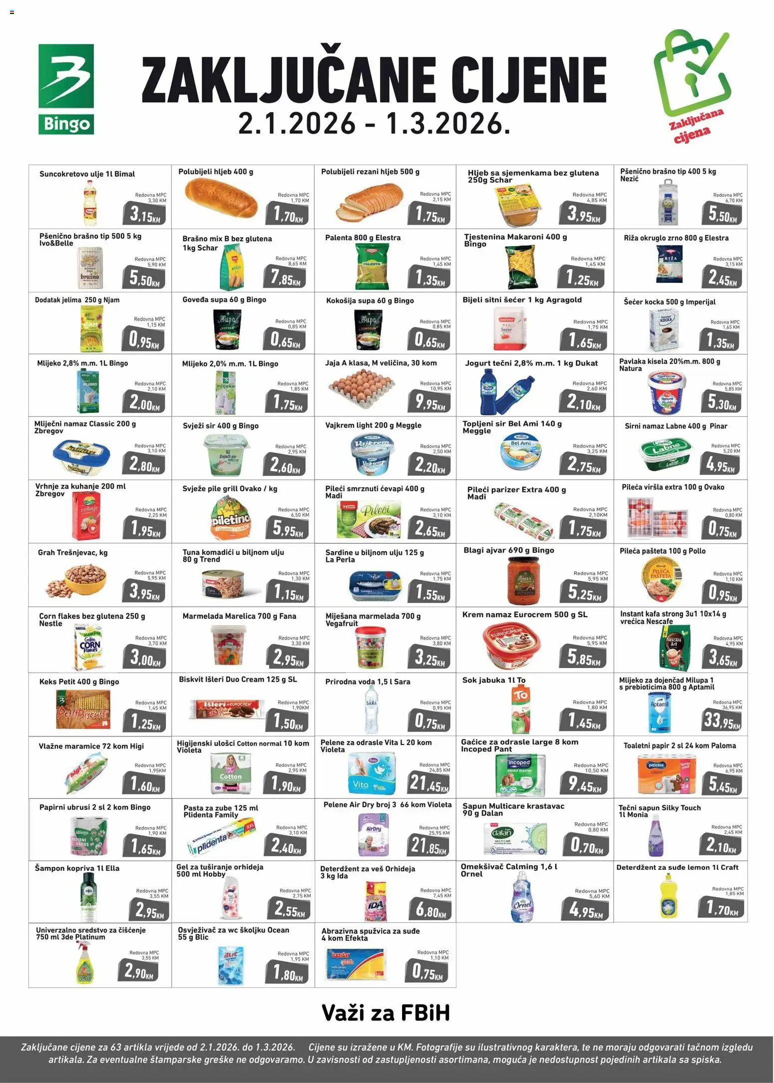 Pregled letka Zaključane cijene trgovine Bingo vrijedi od 2026.01.02