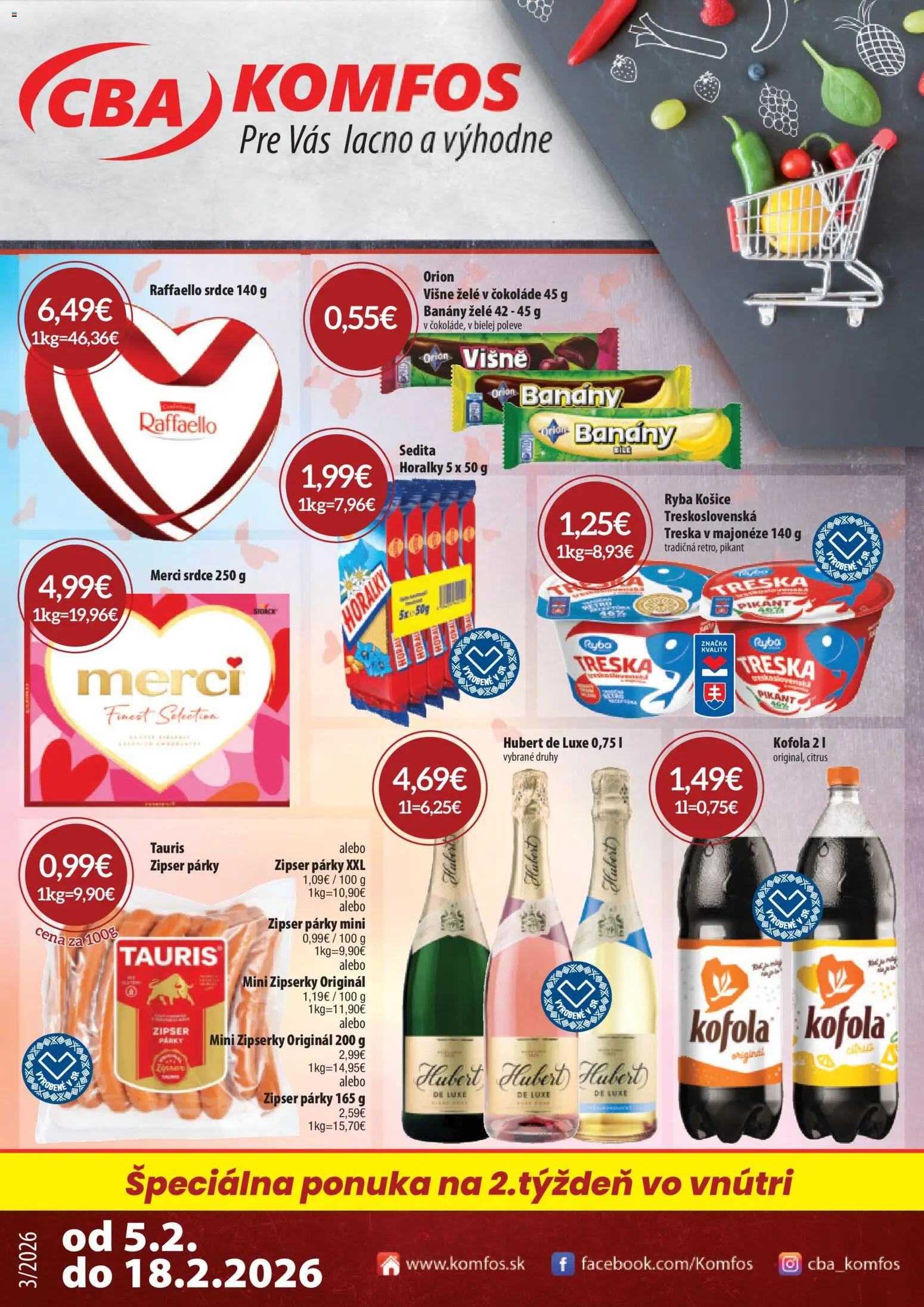 Náhľad CBA Komfos letáku platného od 05.02.2026