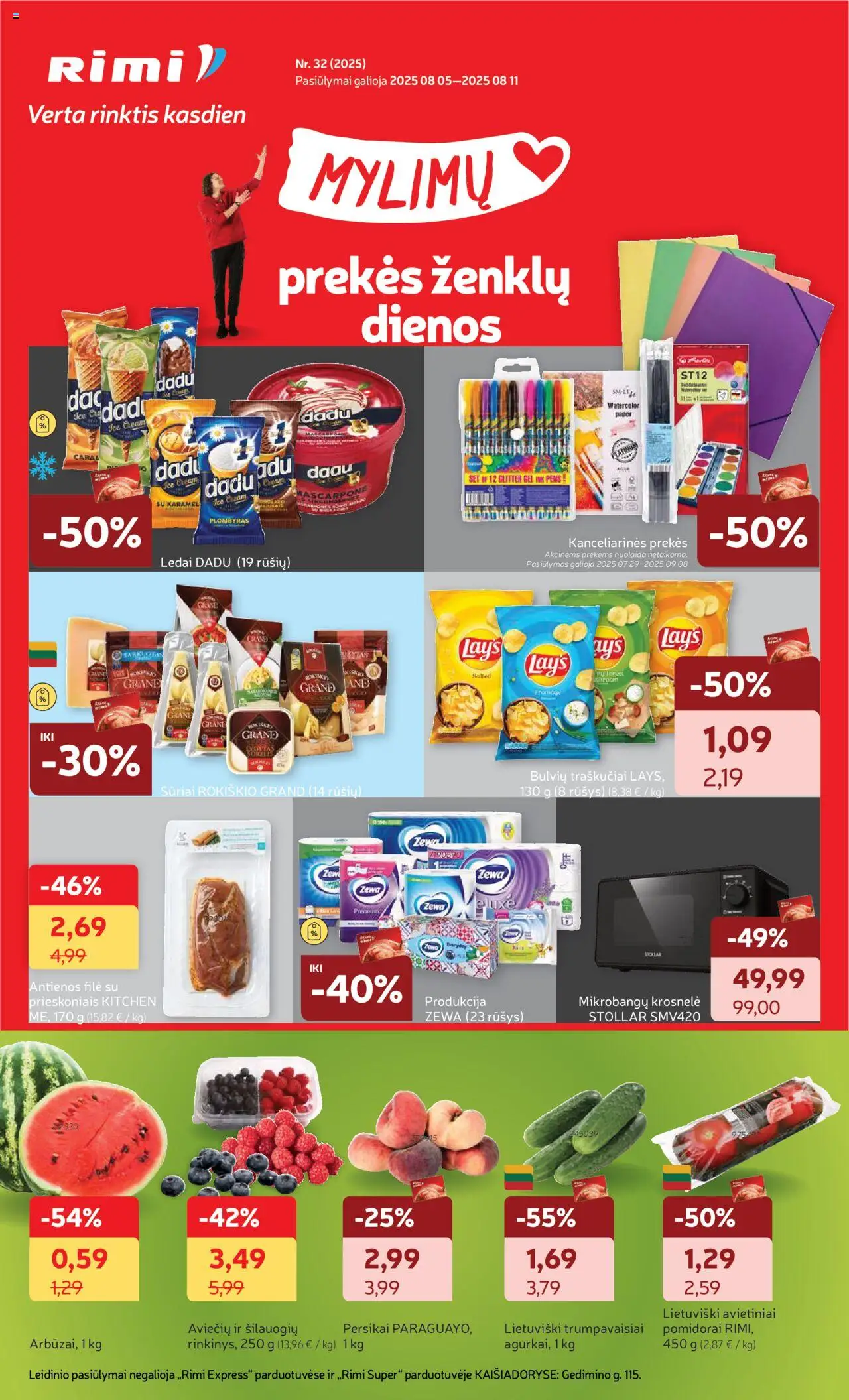 Rimi leidinys galioja nuo 2025.08.05 – puslapio numeris 1 - Ledai, Pomidorai, Traškučiai, Plombyras