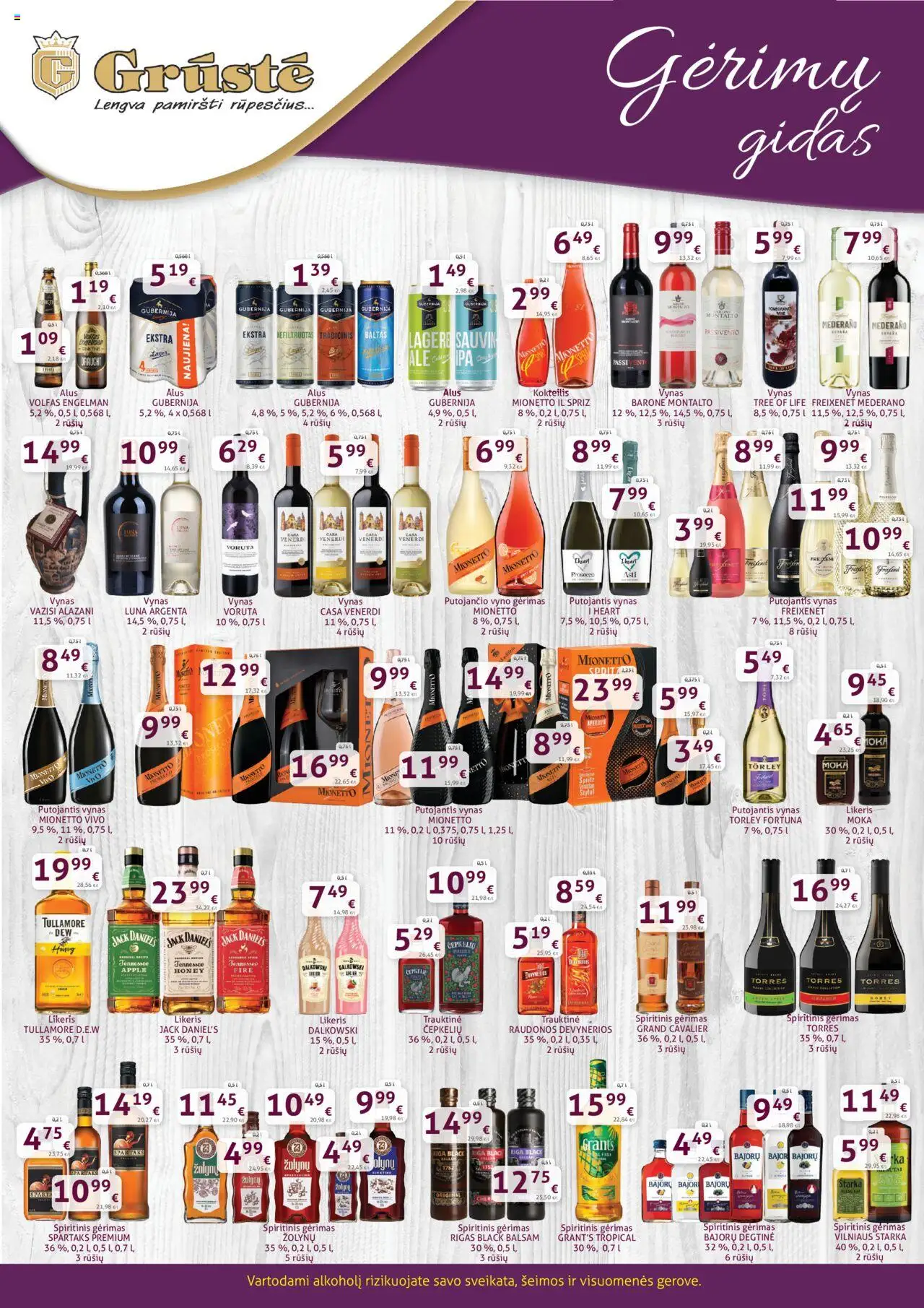 GRUSTE leidinys galioja nuo 2025.09.02 – puslapio numeris 1 - Alus, Vynas, Degtinė