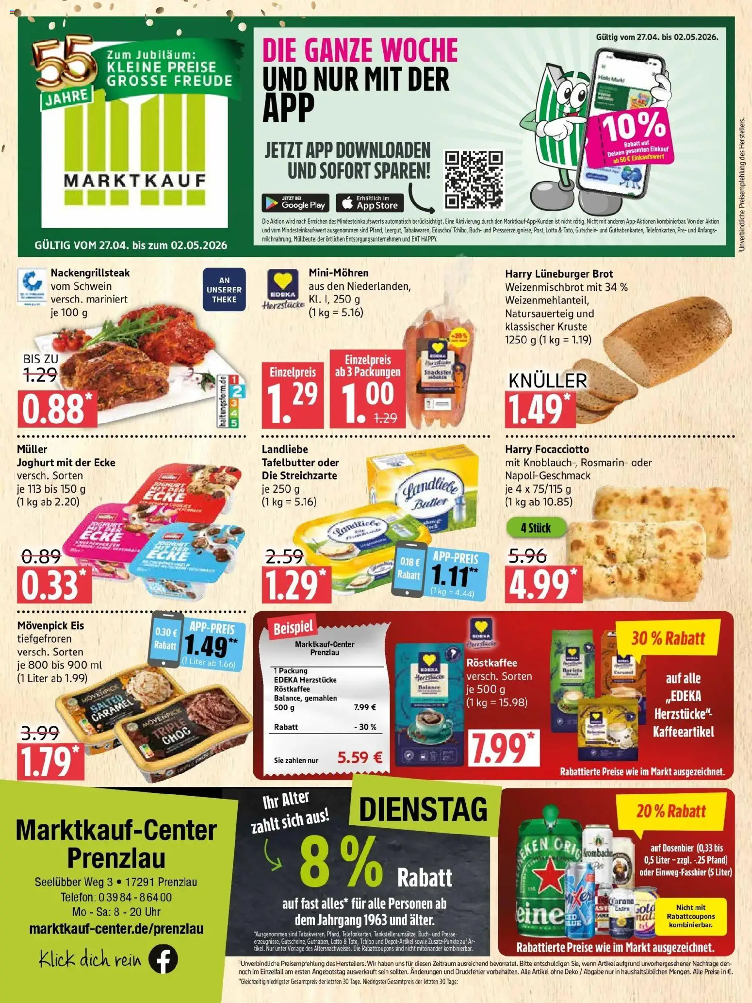 Vorschau von dem Prospekt des Geschäftes Edeka, gültig ab dem 27.04.2026 - Eis, Uhr, Telefon, Brot, Theke, Presse, Movenpick eis, Dosenbier