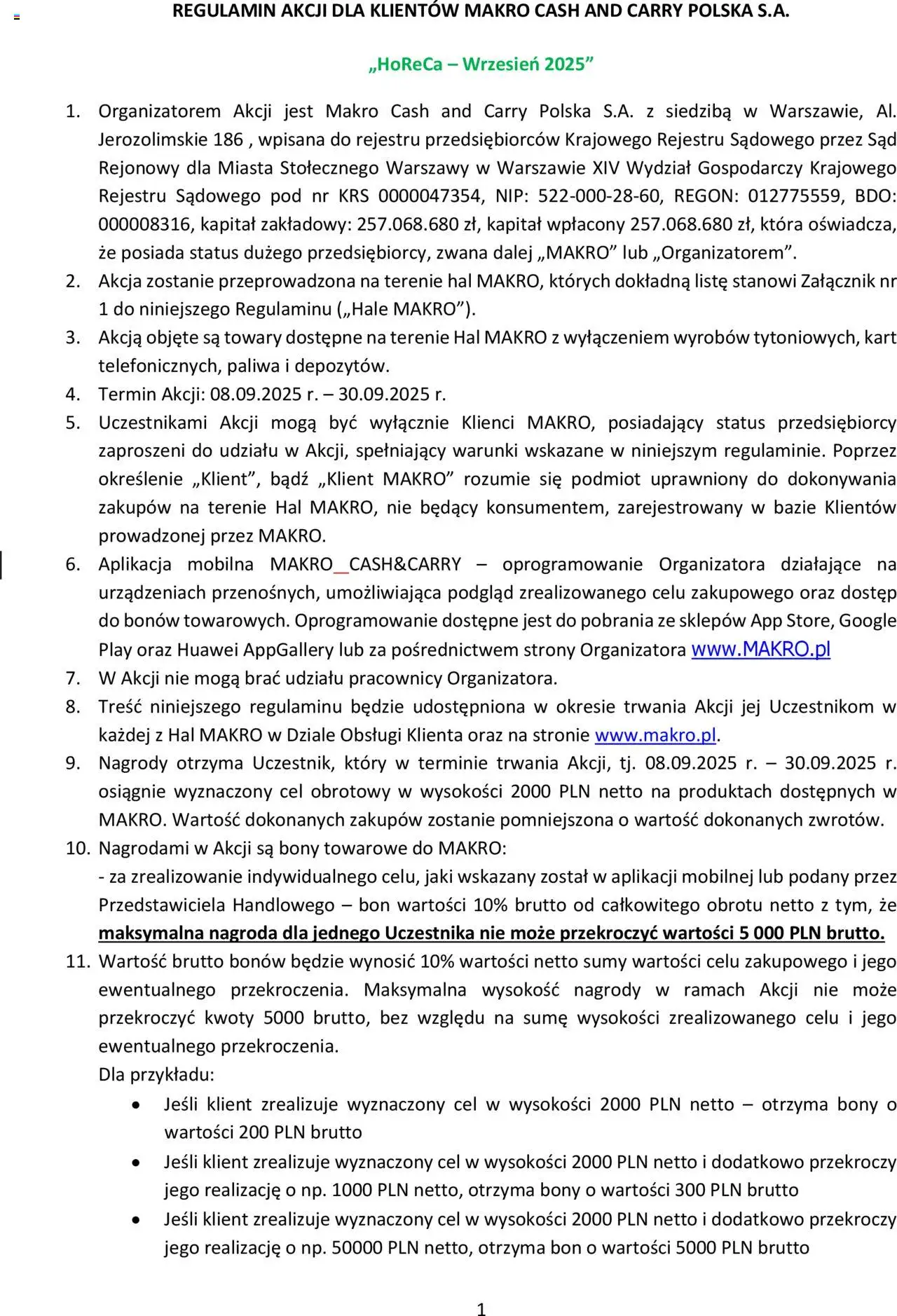 Makro Regulamin LOST od 08.09.2025 - Nowa Gazetka - Numer strony 1