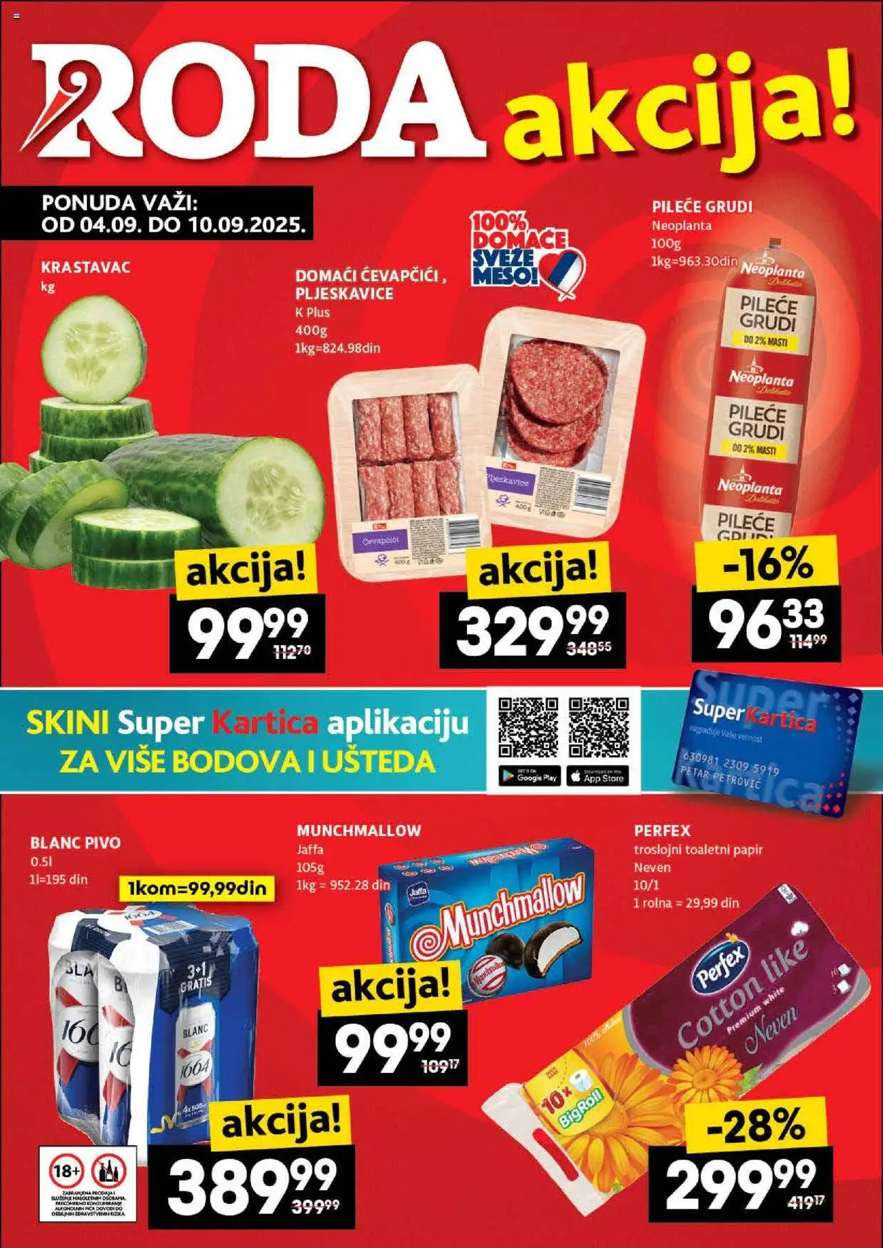 Roda katalog važi od 04.09.2025 - stranica 1 - Pica, Pivo, Pljeskavice, Krastavac, Munchmallow, Pileće grudi