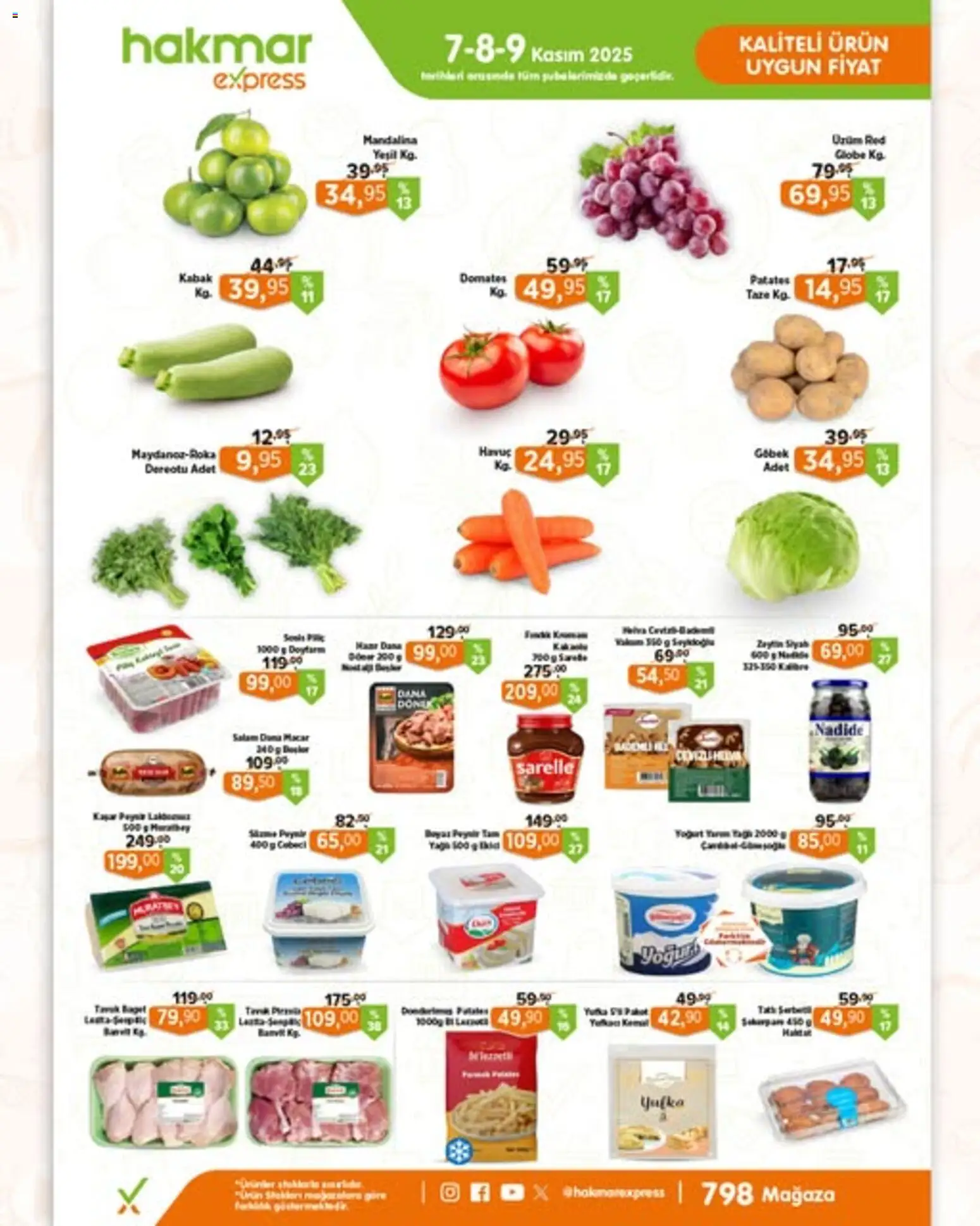 Hakmar Express Hafta Sonu Fırsatları 07.11.2025 - Broşürünün önizlemesi - Patates, Dereotu, Domates, Kabak, Salam, Mandalina, Havuç, Tavuk baget